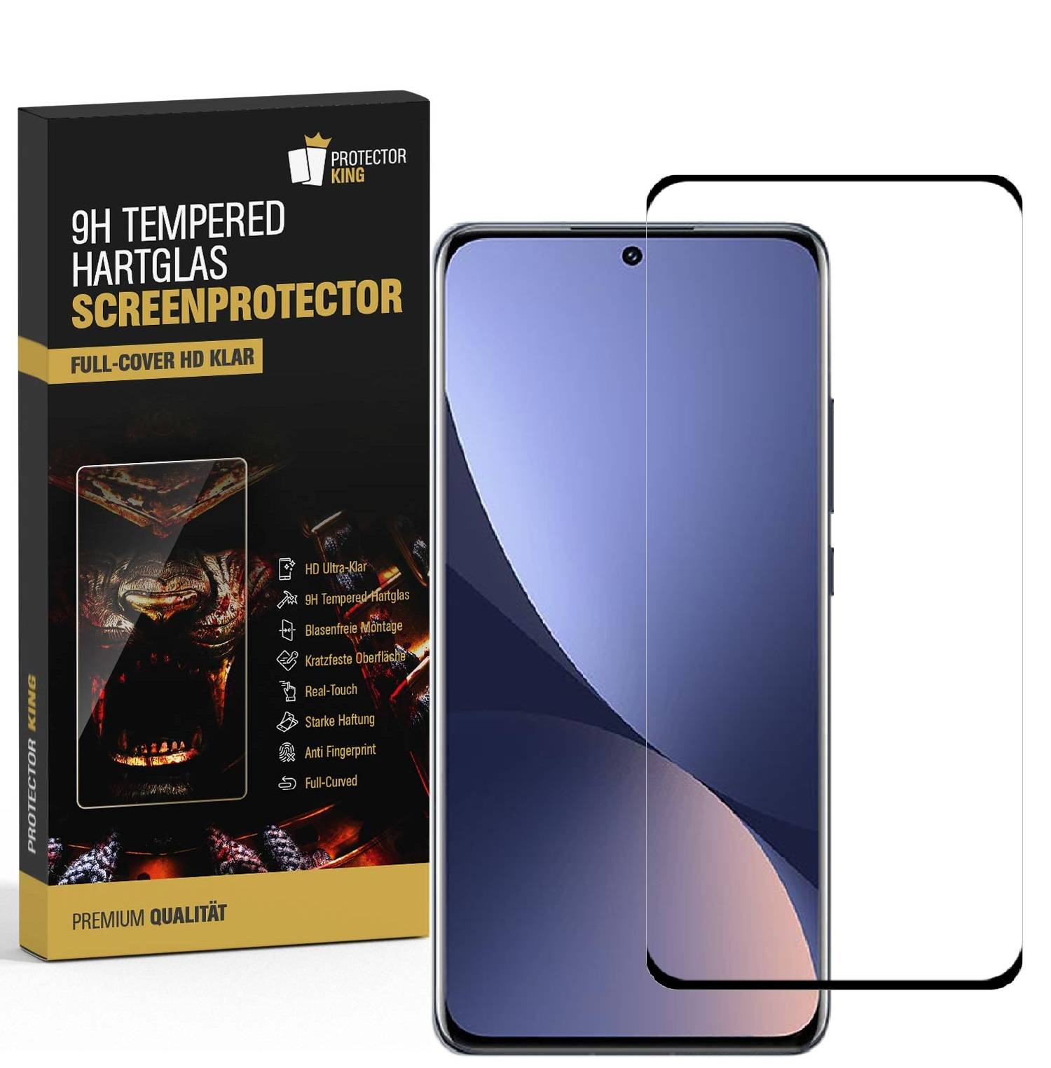 2x 9H Panzerglas für Xiaomi 12 FULL CURVED Schutzfolie Schutzglas Displayschutz Displayglas SW Tempered Hartglas Glasfolie Sicherheitsglas Echtglas
