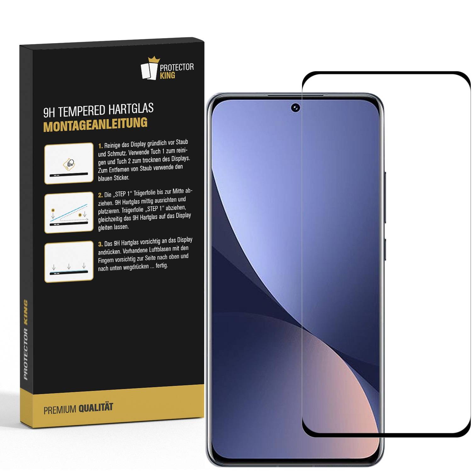 2x 9H Panzerglas für Xiaomi 12 FULL CURVED Schutzfolie Schutzglas Displayschutz Displayglas SW Tempered Hartglas Glasfolie Sicherheitsglas Echtglas