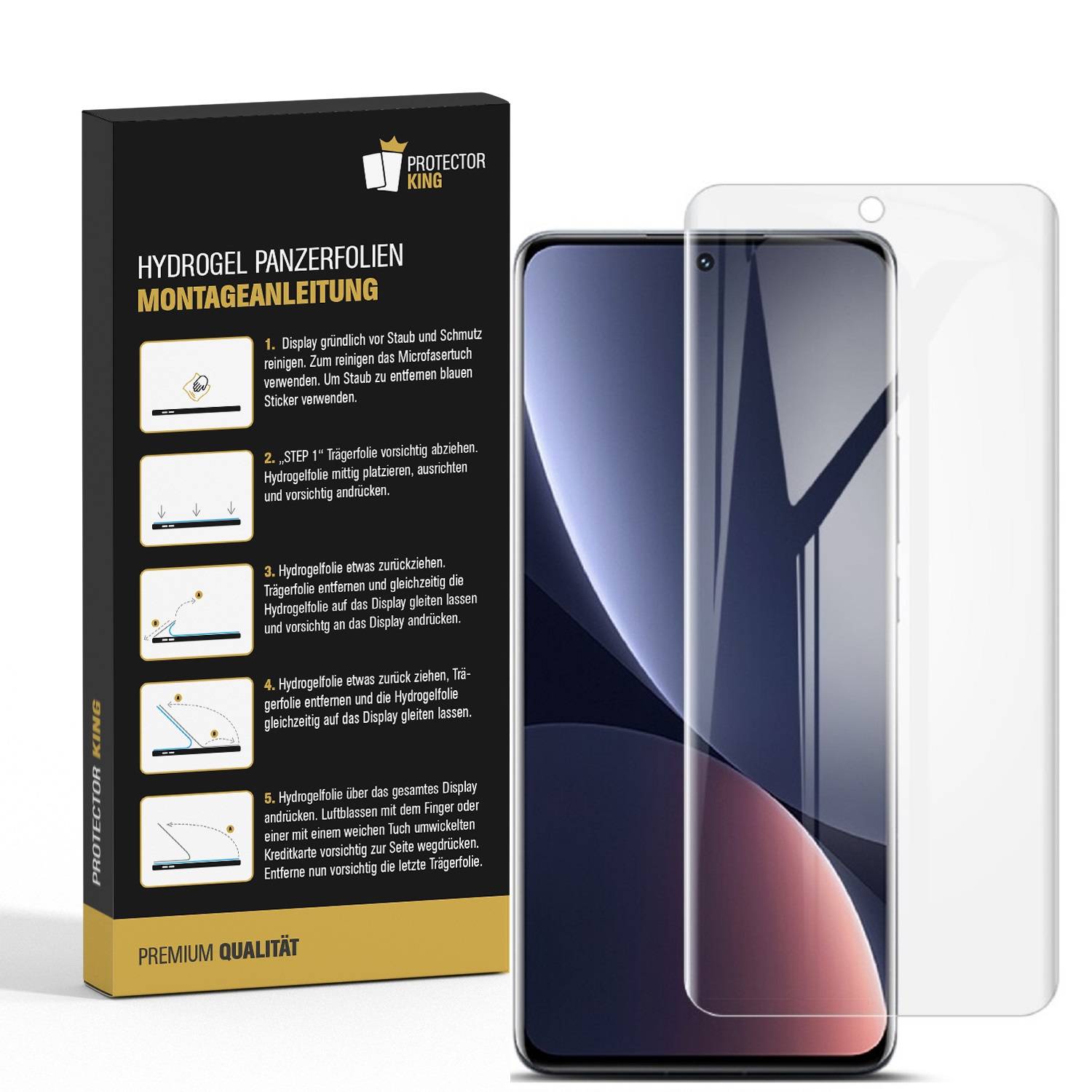 2x Hydrogel-Glass für Xiaomi 12 Pro Selbstheilend für Micro Kratzer 3D KLAR Panzerfolie Displayschutz Schutzfolie Screen-Protector