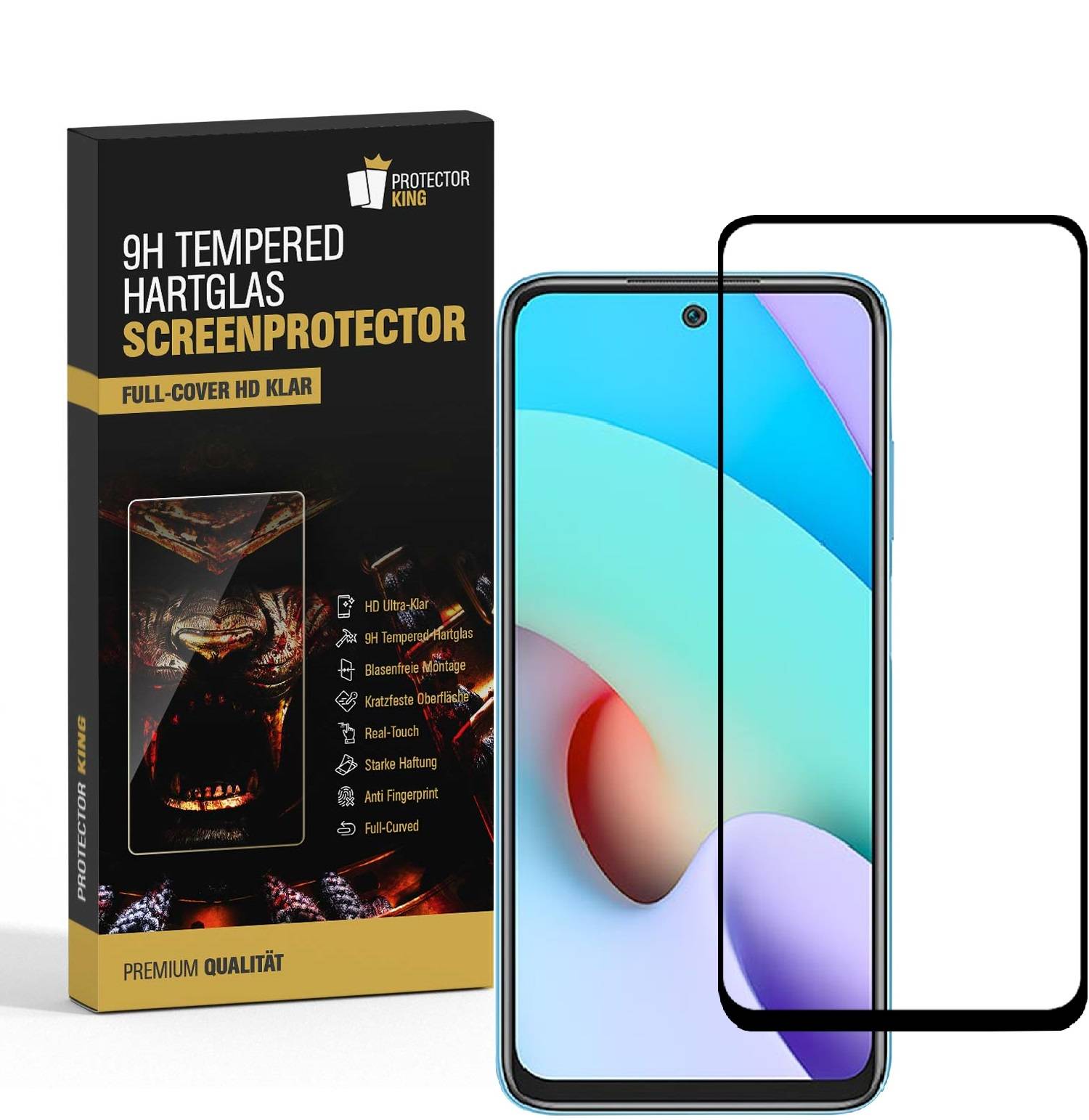 3x 9H Hartglas für Xiaomi Redmi 10 FULL COVER Schutzglas Schutzfolie Panzerfolie Displayschutz KLAR Panzerglas Echtes Tempered Displayglas