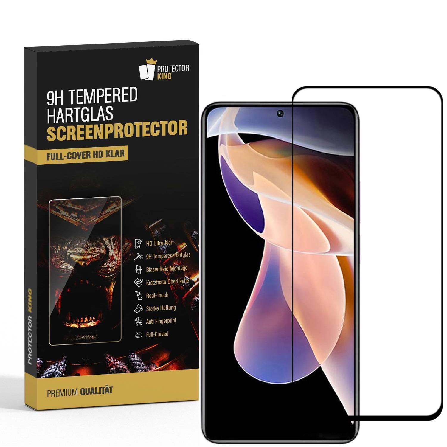 1x 9H Panzerglas für Xiaomi Redmi Note 11 Pro Plus FULL COVER echtes Tempered Glass Displayschutz Panzerfolie Schutzfolie Schutzglas