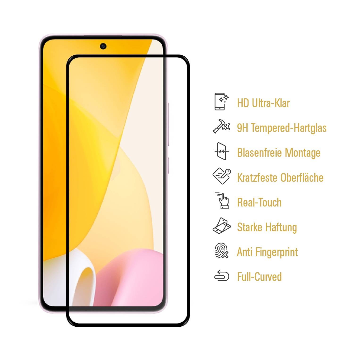 3x 9H Panzerglas für Xiaomi 12 Lite FULL COVER Schutzglas Displayschutz Schutzfolie Panzerfolie Hartglas Displayglas Tempered Glasfolie