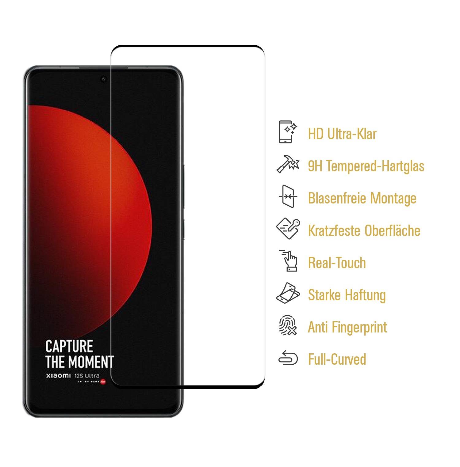 4x 9H Panzerglas für Xiaomi 12s Ultra FULL CURVED Displayschutz Schutzglas Panzerfolie Schutzfolie Displayglas Hartglas echtes Tempered