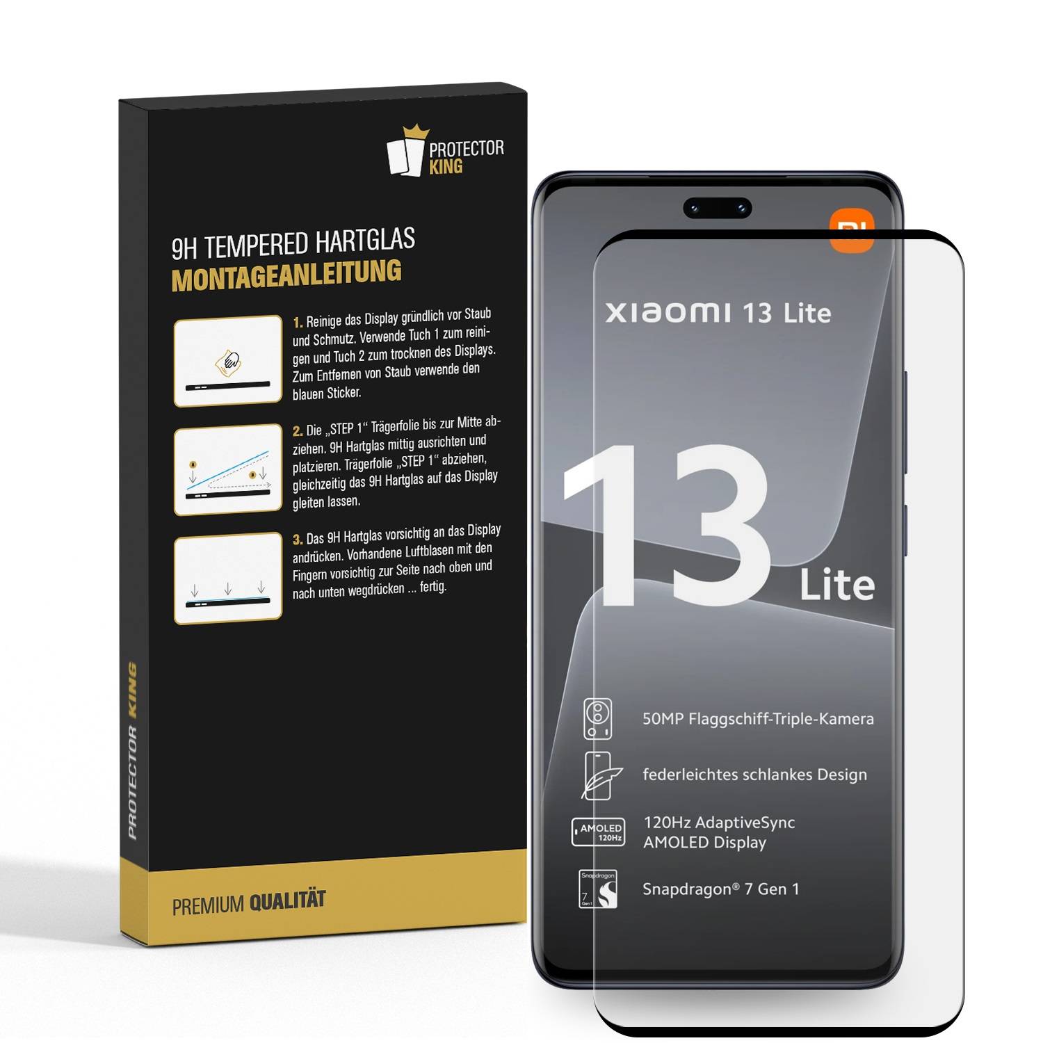 6x 9H Panzerglas für Xiaomi 13 Lite FULL CURVED Displayschutz Panzerfolie Schutzfolie Schutzglas DisplayglasHartglas echtes Tempered Sicherheitsglas