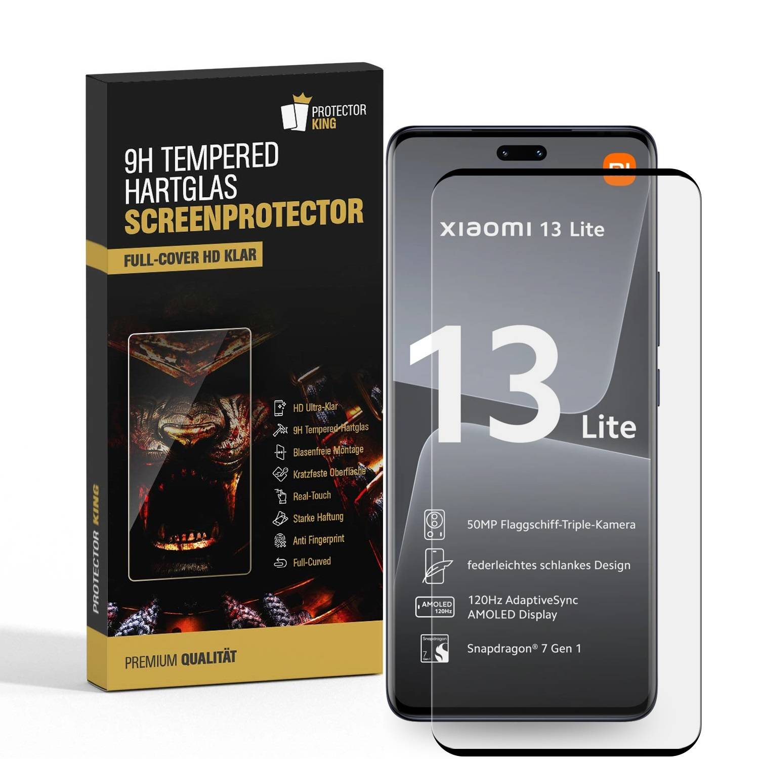 6x 9H Panzerglas für Xiaomi 13 Lite FULL CURVED Displayschutz Panzerfolie Schutzfolie Schutzglas DisplayglasHartglas echtes Tempered Sicherheitsglas