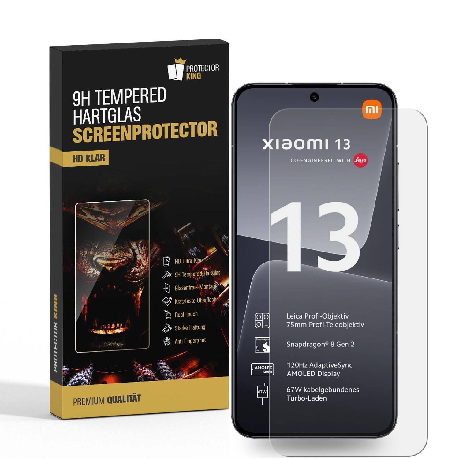 2x 9H Panzerglas für Xiaomi 13 Displayschutz Schutzglas Panzerfolie Schutzfolie Hartglas Displayglas Tempered Glasfolie Sicherheitsglas Echtglas