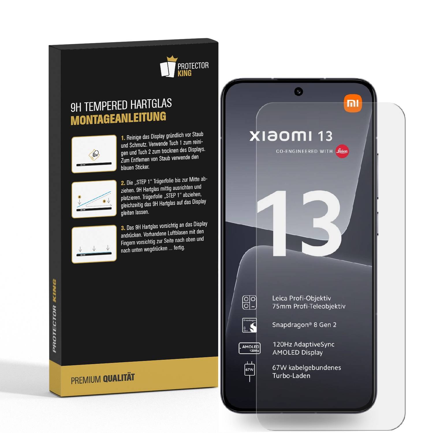 2x 9H Panzerglas für Xiaomi 13 Displayschutz Schutzglas Panzerfolie Schutzfolie Hartglas Displayglas Tempered Glasfolie Sicherheitsglas Echtglas
