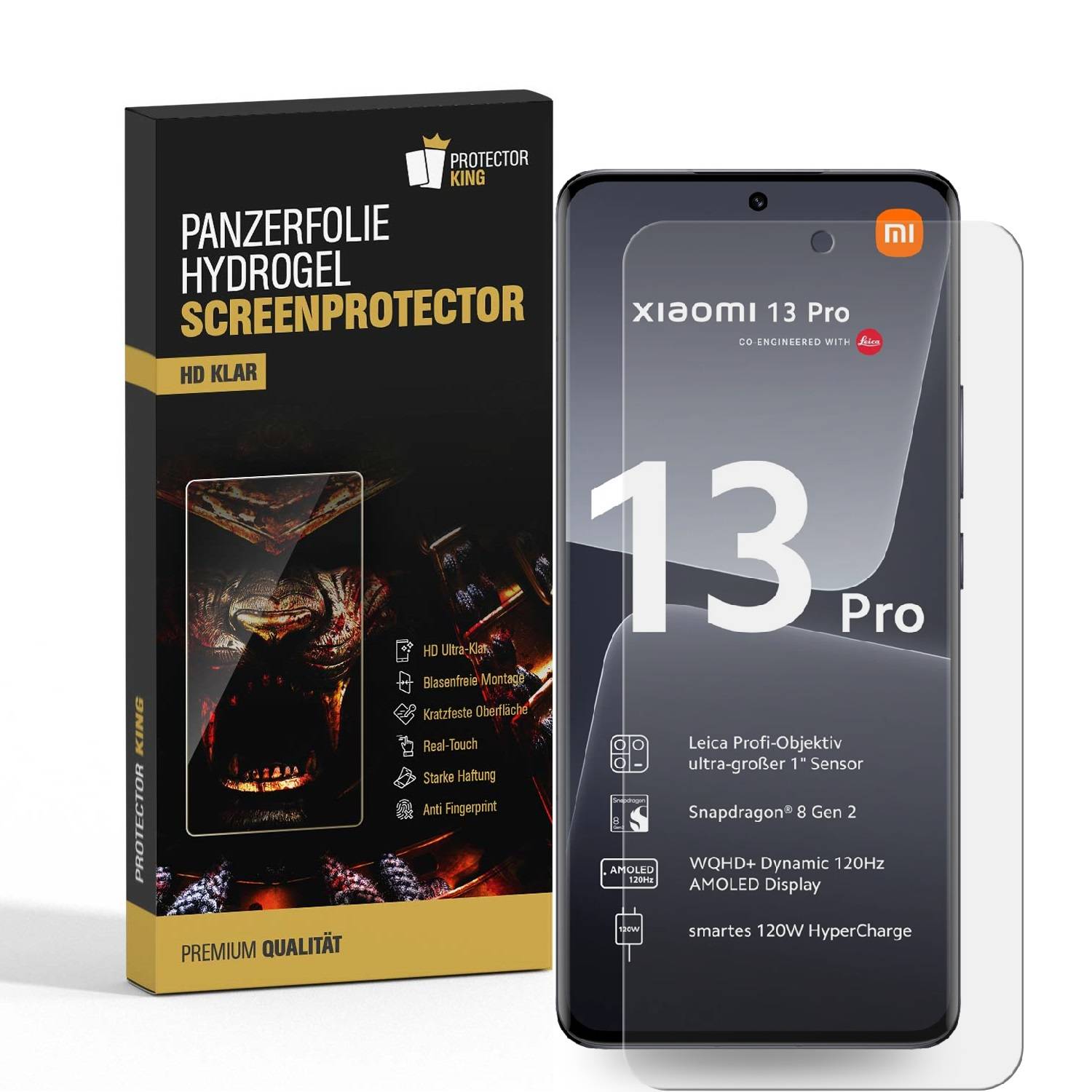 4x Hydrogel-Glass für Xiaomi 13 Pro Selbstheilend für Micro Kratzer 3D KLAR Panzerfolie Displayschutz Schutzfolie Screen-Protector