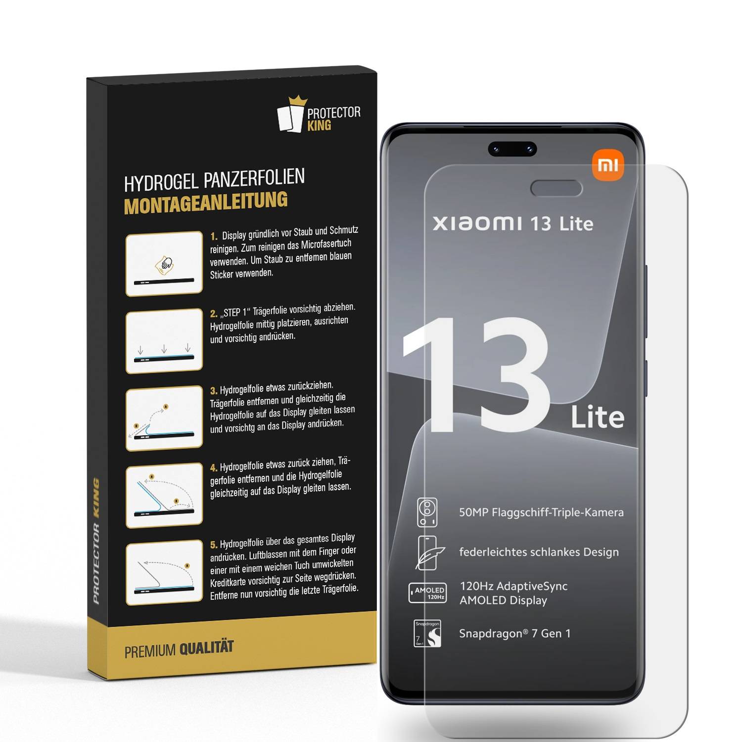 1x Hydrogel-Glass für Xiaomi 13 Lite Selbstheilend für Micro Kratzer 3D KLAR Panzerfolie Displayschutz Schutzfolie Screen-Protector