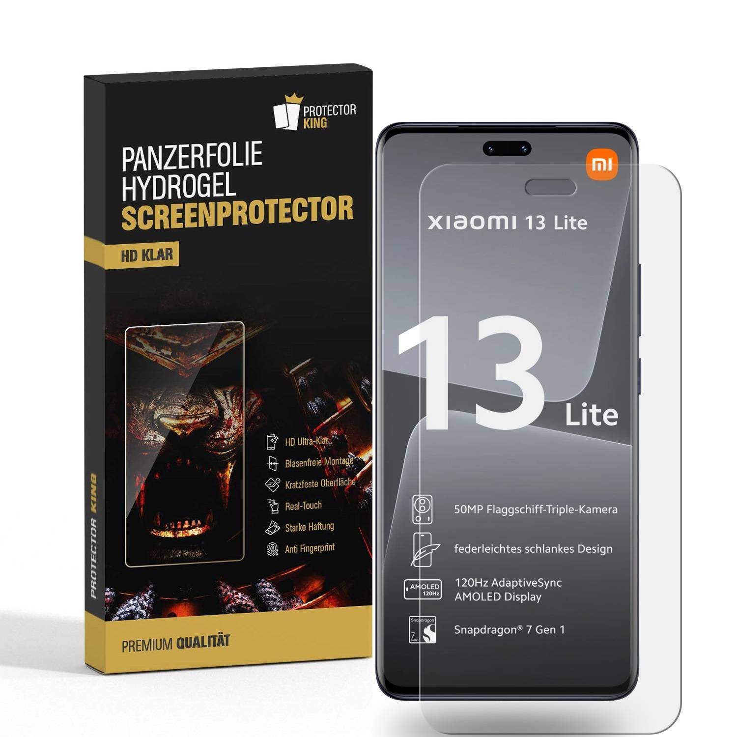 1x Hydrogel-Glass für Xiaomi 13 Lite Selbstheilend für Micro Kratzer 3D KLAR Panzerfolie Displayschutz Schutzfolie Screen-Protector