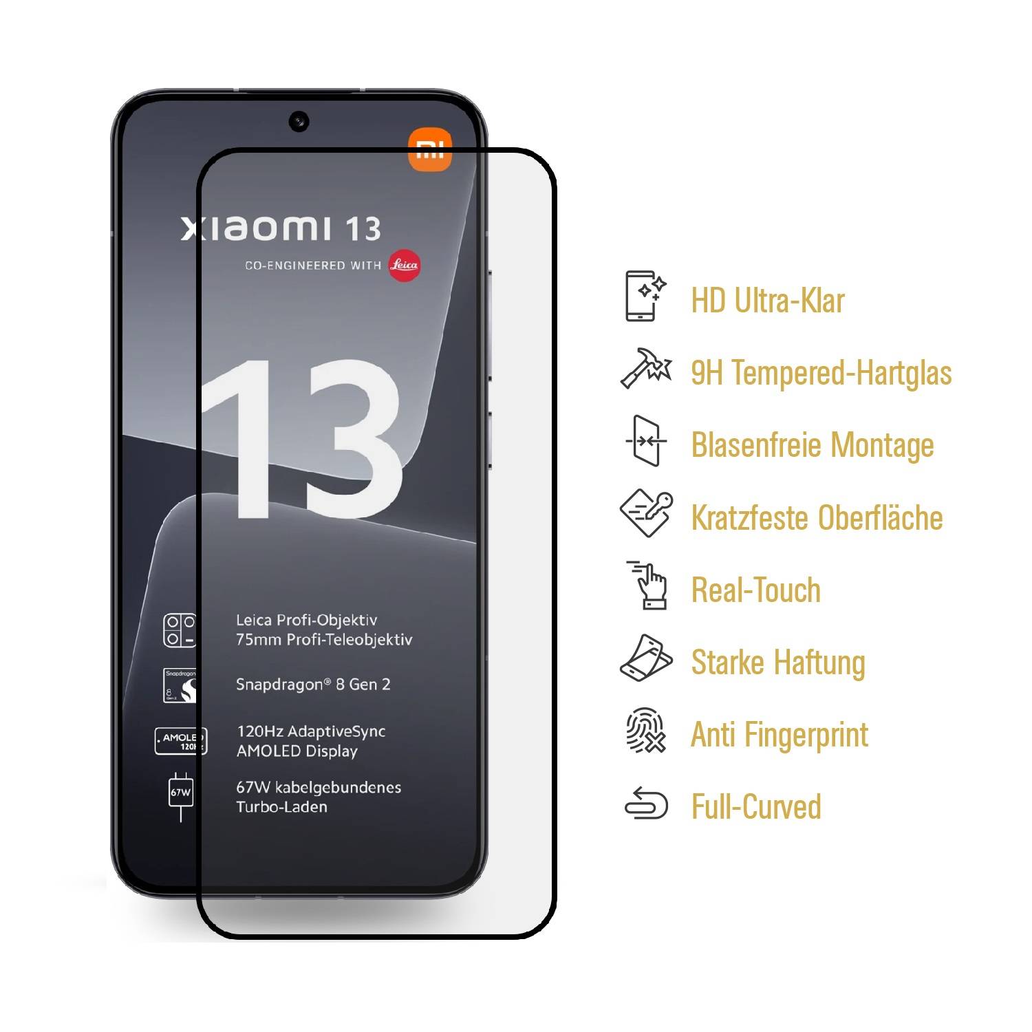4x 9H Panzerglas für Xiaomi 13 FULL COVER Displayschutz Schutzglas Hartglas Schutzfolie Panzerfolie KLAR Tempered echtes Displayglas Glasfolie