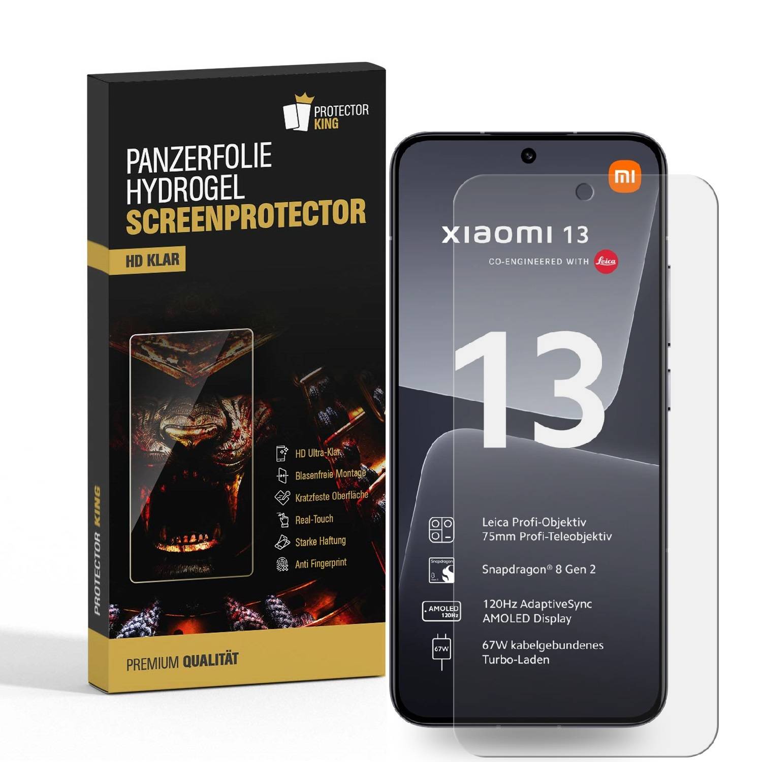 2x Hydrogel-Glass für Xiaomi 13 Selbstheilend für Micro Kratzer 3D KLAR Panzerfolie Displayschutz Schutzfolie Screen-Protector