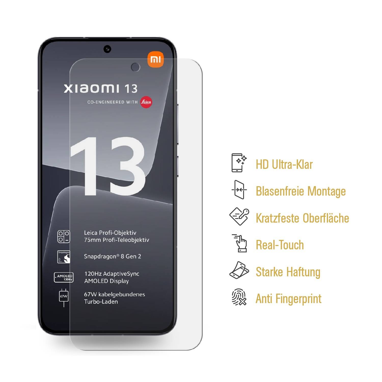 2x Hydrogel-Glass für Xiaomi 13 Selbstheilend für Micro Kratzer 3D KLAR Panzerfolie Displayschutz Schutzfolie Screen-Protector