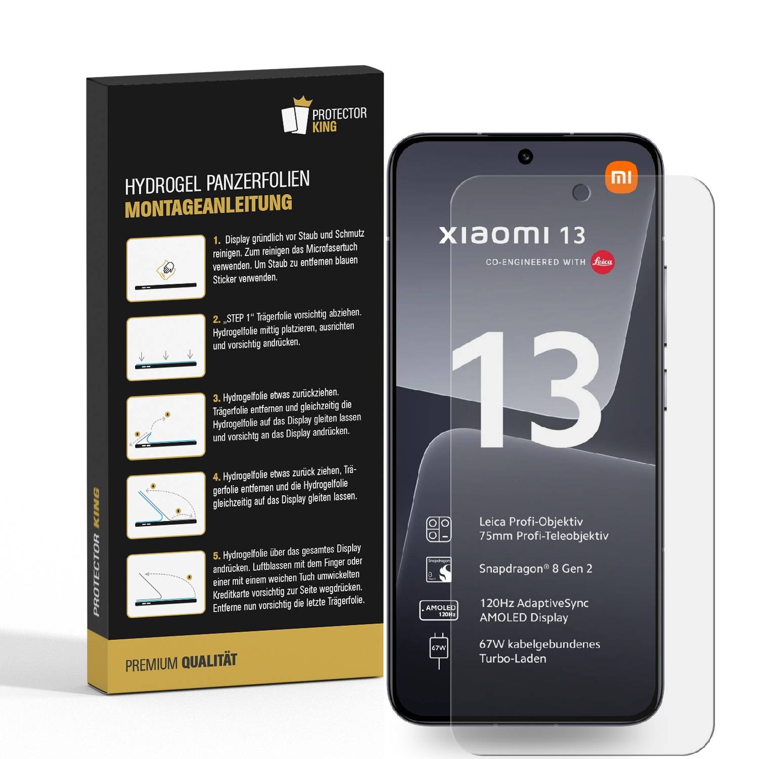 2x Hydrogel-Glass für Xiaomi 13 Selbstheilend für Micro Kratzer 3D KLAR Panzerfolie Displayschutz Schutzfolie Screen-Protector