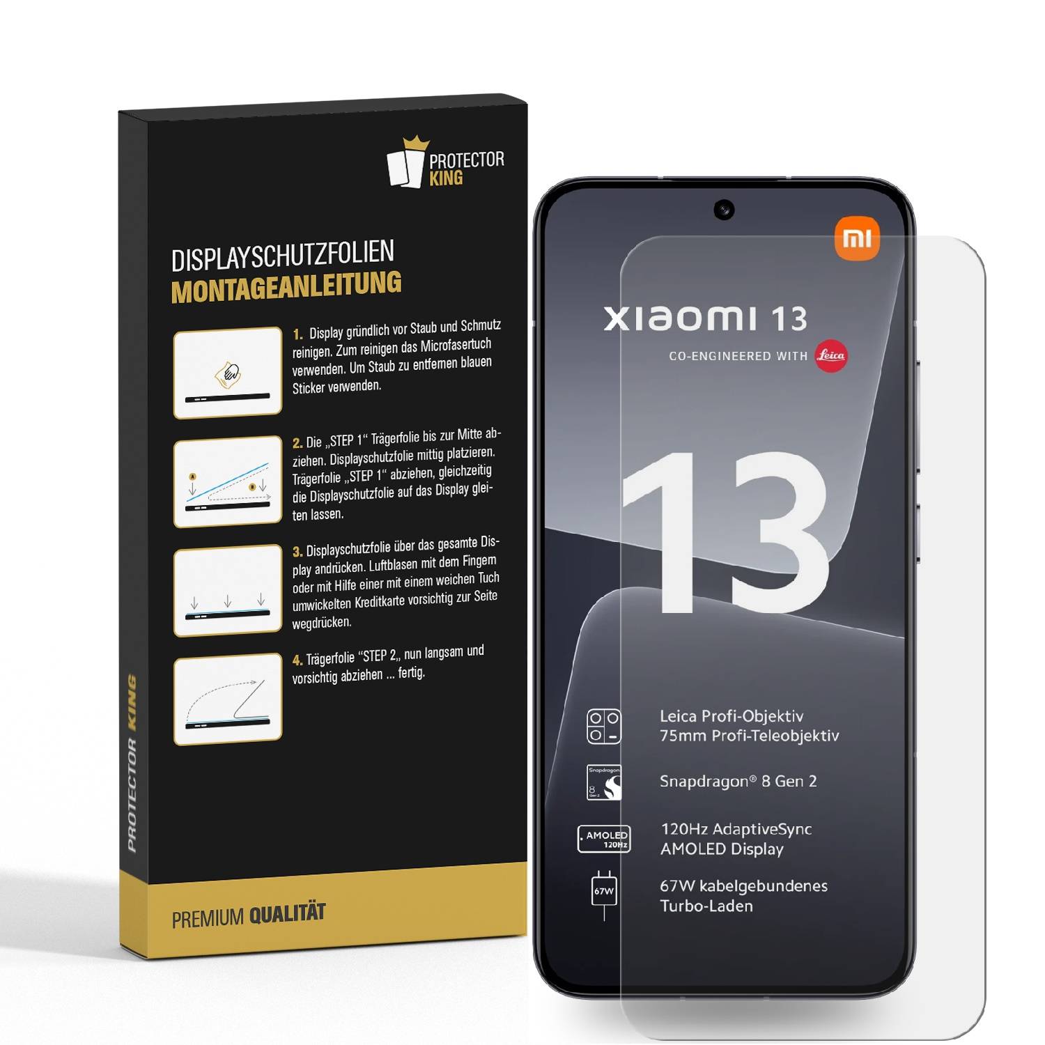 2x Panzerfolie für Xiaomi 13 MATT Displayschutz Schutzfolie Entspiegelt ANTI-SHOCK/ ANTI-KRATZ/ ANTI-BRUCH/ ANTI-SCHMUTZ