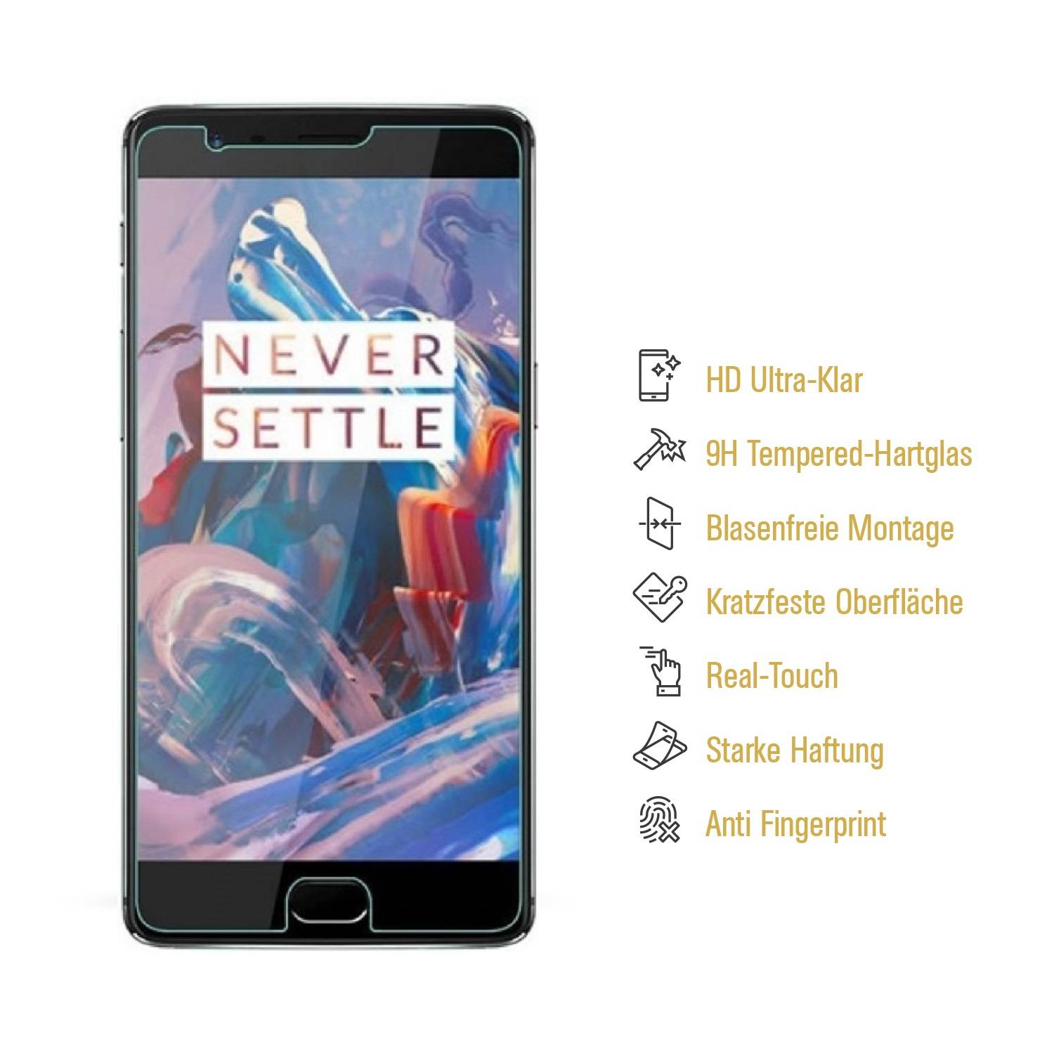1x 9H Hartglasfolie für OnePlus 3 3T Panzerfolie Displayschutzfolie HD KLAR Panzerglas Schutzfolie