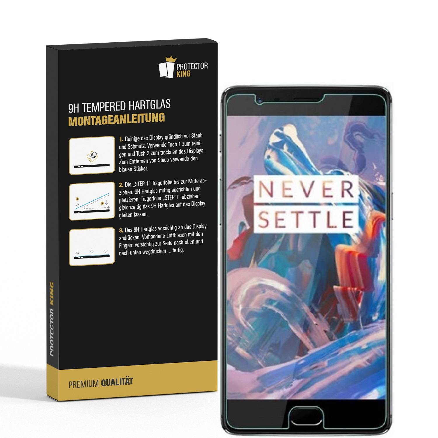 2x 9H Hartglasfolie für OnePlus 3 3T Panzerfolie Displayschutzfolie HD KLAR Panzerglas Schutzfolie