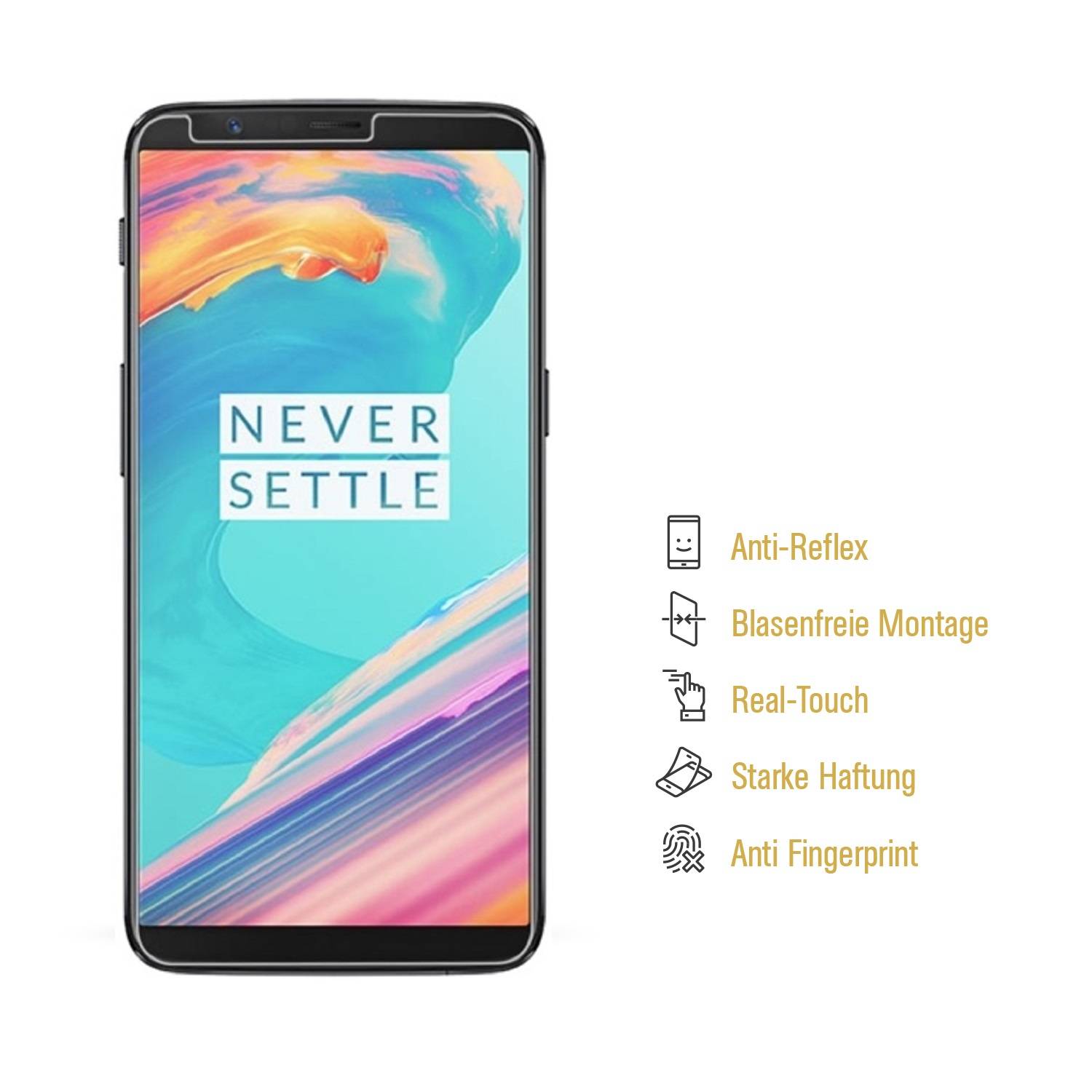 2x Displayfolie für OnePlus 5T ANTI-REFLEX Displayschutzfolie Schutzfolie MATT