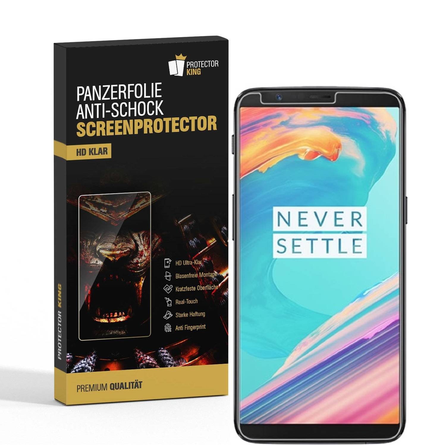 2x Panzerfolie für OnePlus 5T ANTI-SCHOCK Displayschutzfolie Displayfolie KLAR