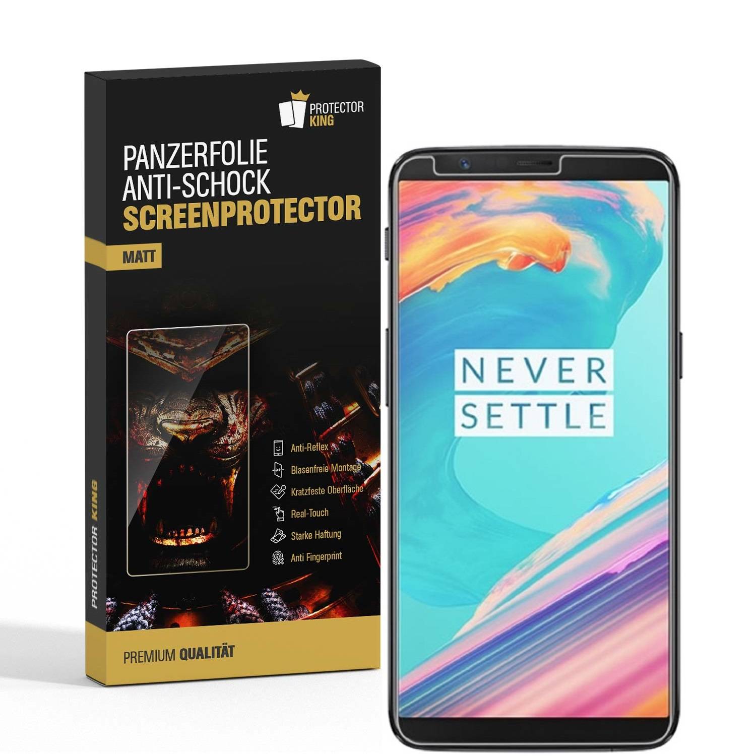 4x Panzerfolie für OnePlus 5T ANTI-SCHOCK Displayschutzfolie Displayfolie MATT
