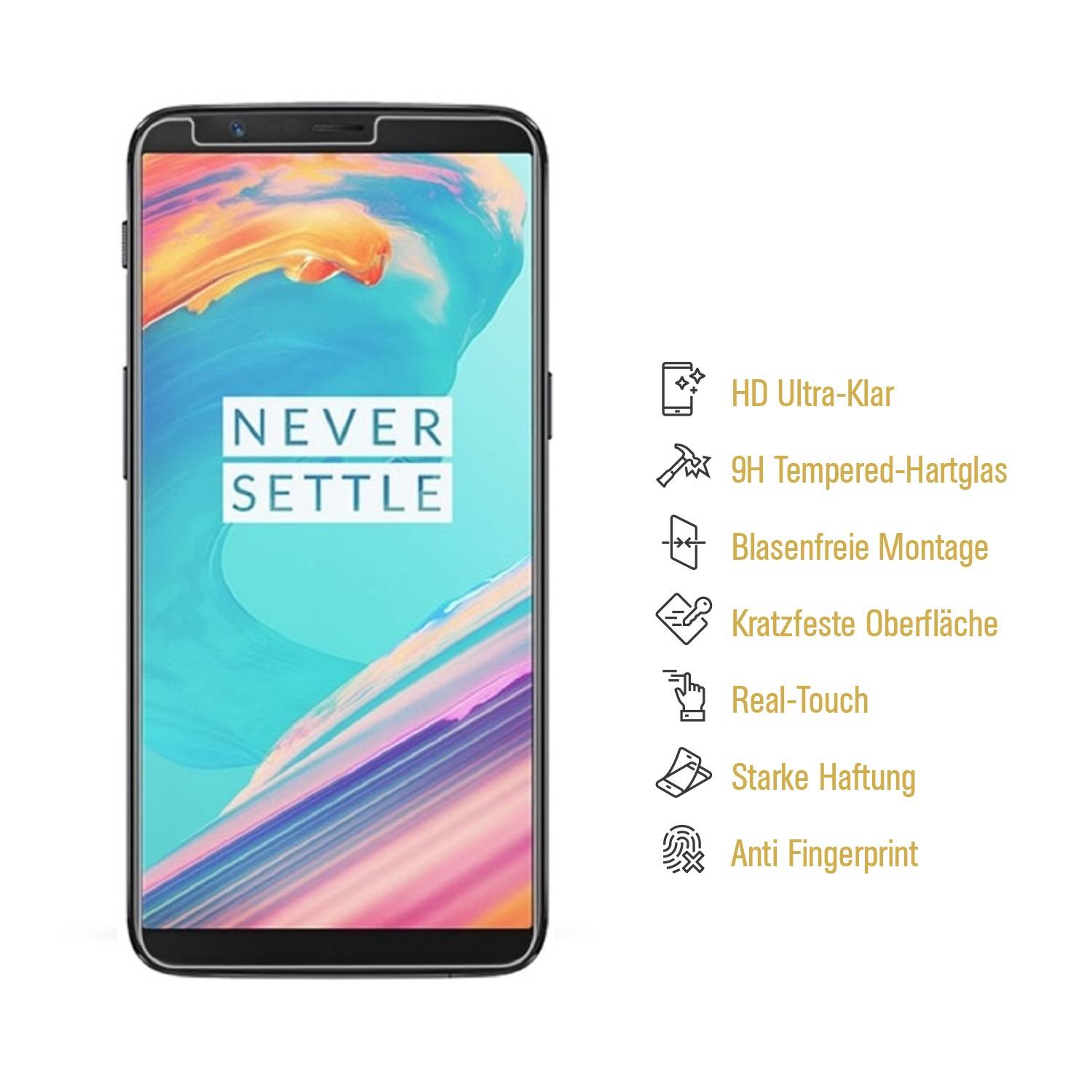 2x 9H Hartglas für OnePlus 5T Panzerfolie Displayschutz Schutzfolie Glasfolie KLAR Panzerglas Schutzglas