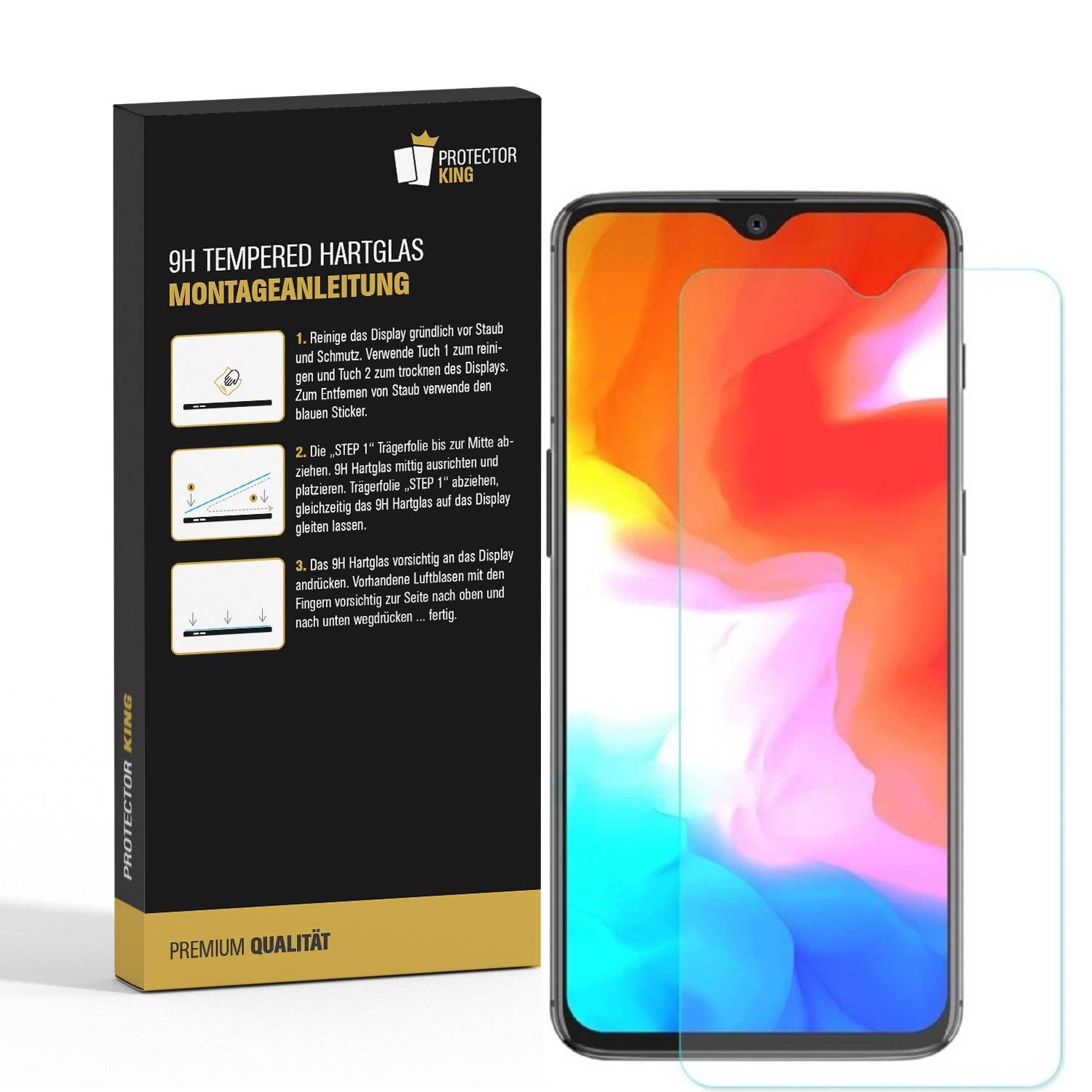 2x 9H Hartglas für OnePlus 6T Panzerfolie Displayschutz Schutzglas KLAR Schutzfolie Panzerglas