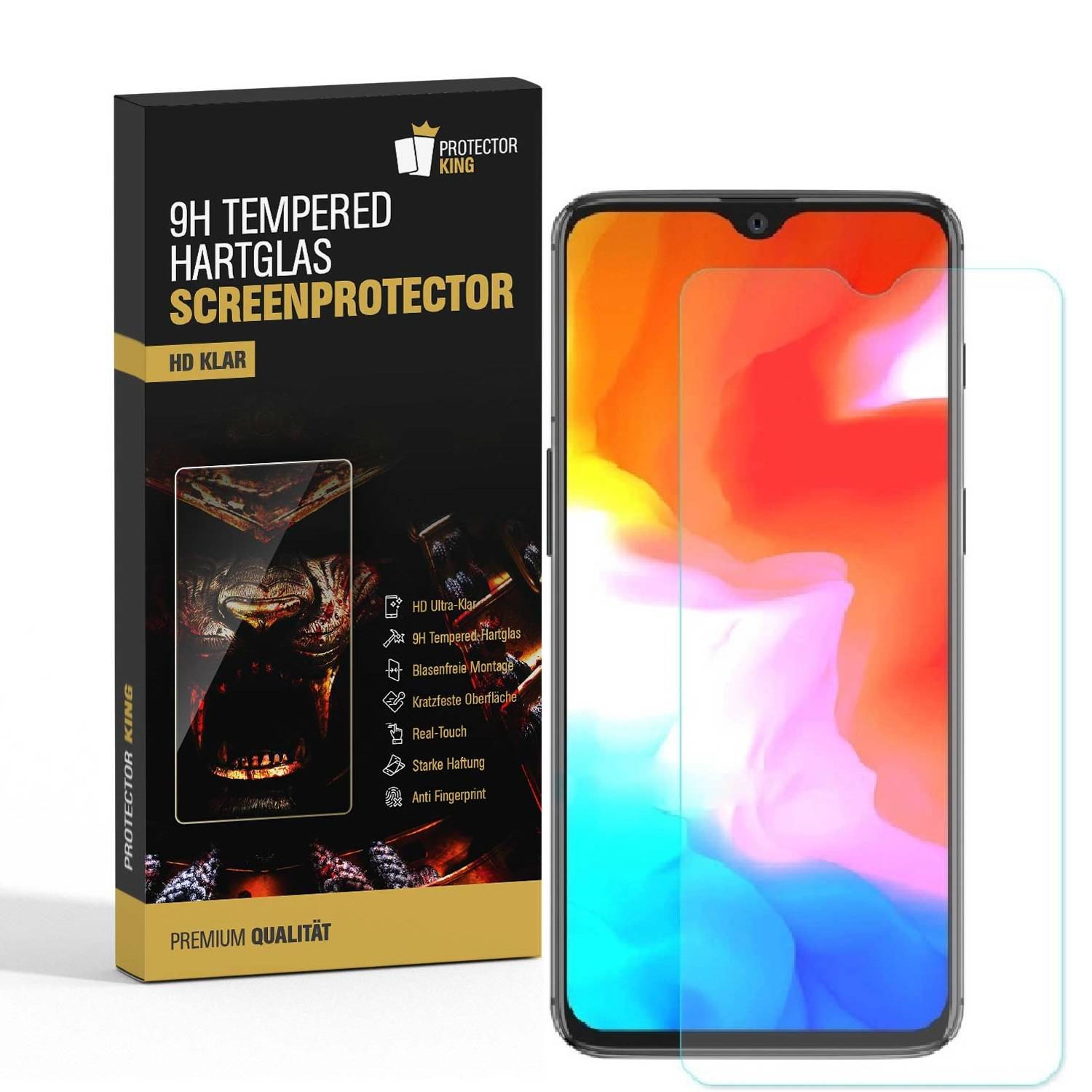 2x 9H Hartglas für OnePlus 6T Panzerfolie Displayschutz Schutzglas KLAR Schutzfolie Panzerglas