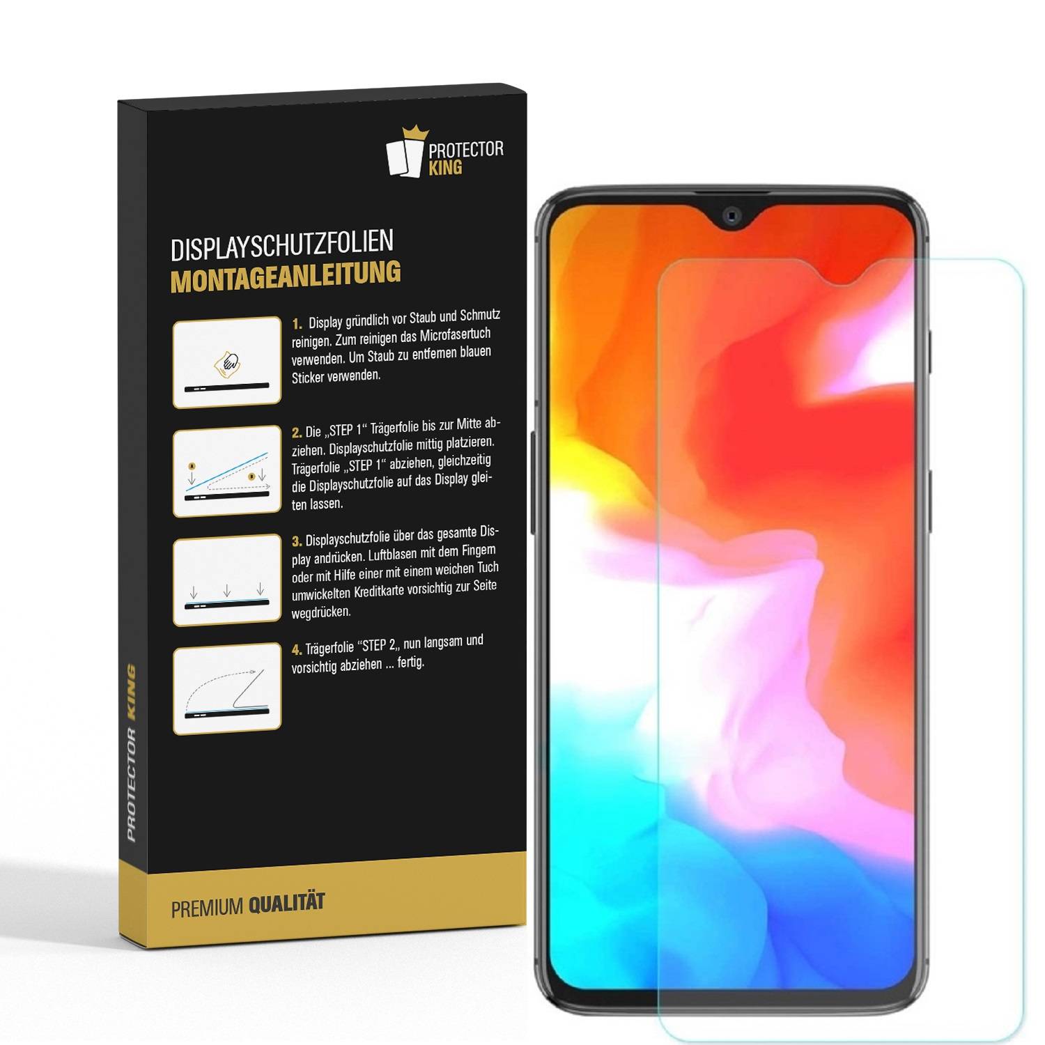 6x Displayschutzfolie für OnePlus 6T Displayfolie Schutzfolie Folie HD ULTRA KLAR