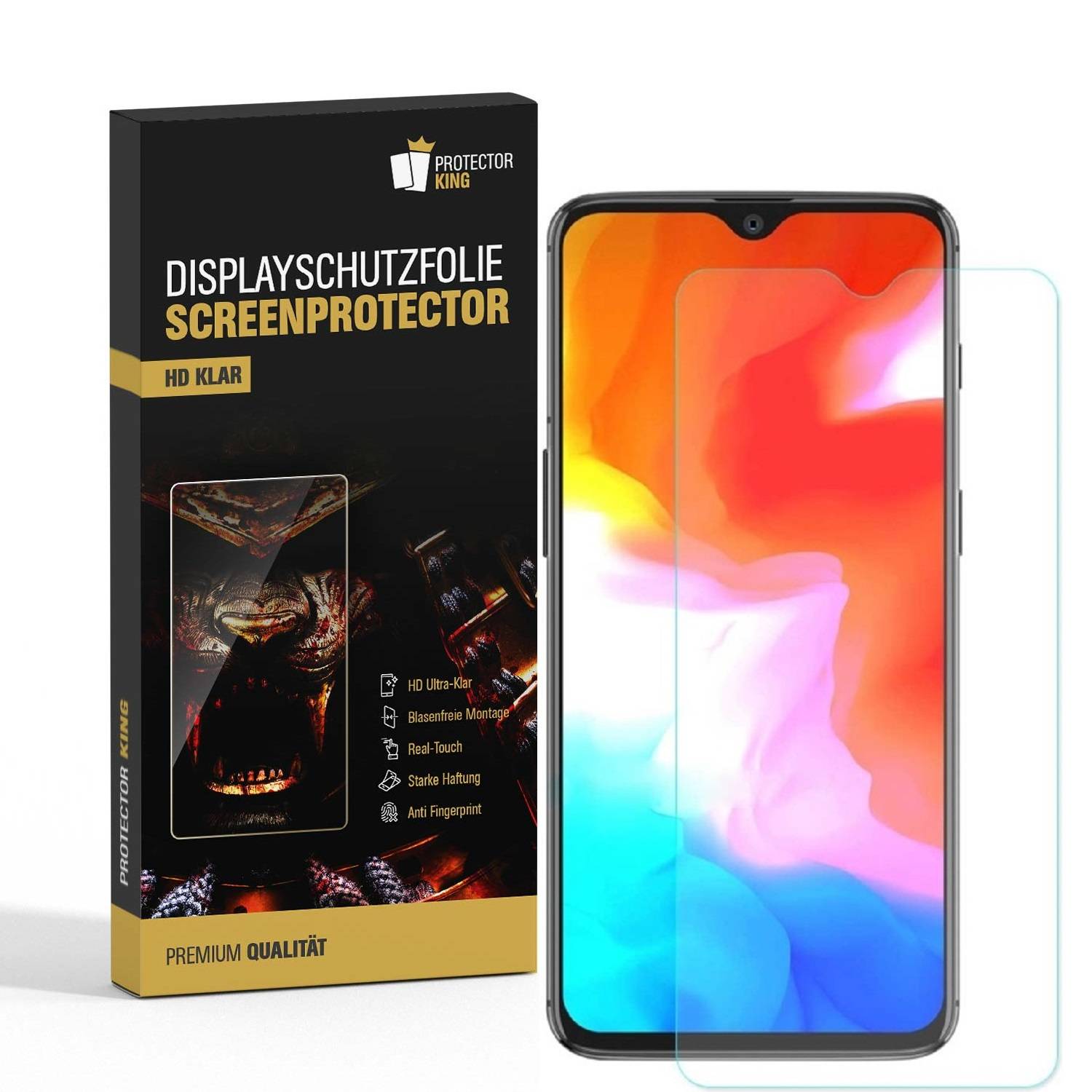 6x Displayschutzfolie für OnePlus 6T Displayfolie Schutzfolie Folie HD ULTRA KLAR