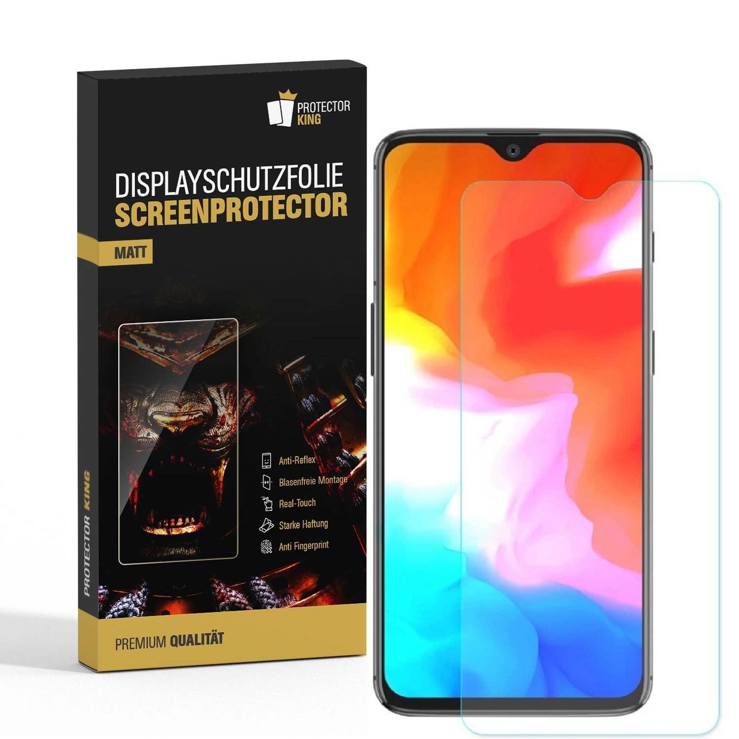 4x Displayschutzfolie für OnePlus 6T Schutzfolie Displayfolie ANTI-REFLEX MATT