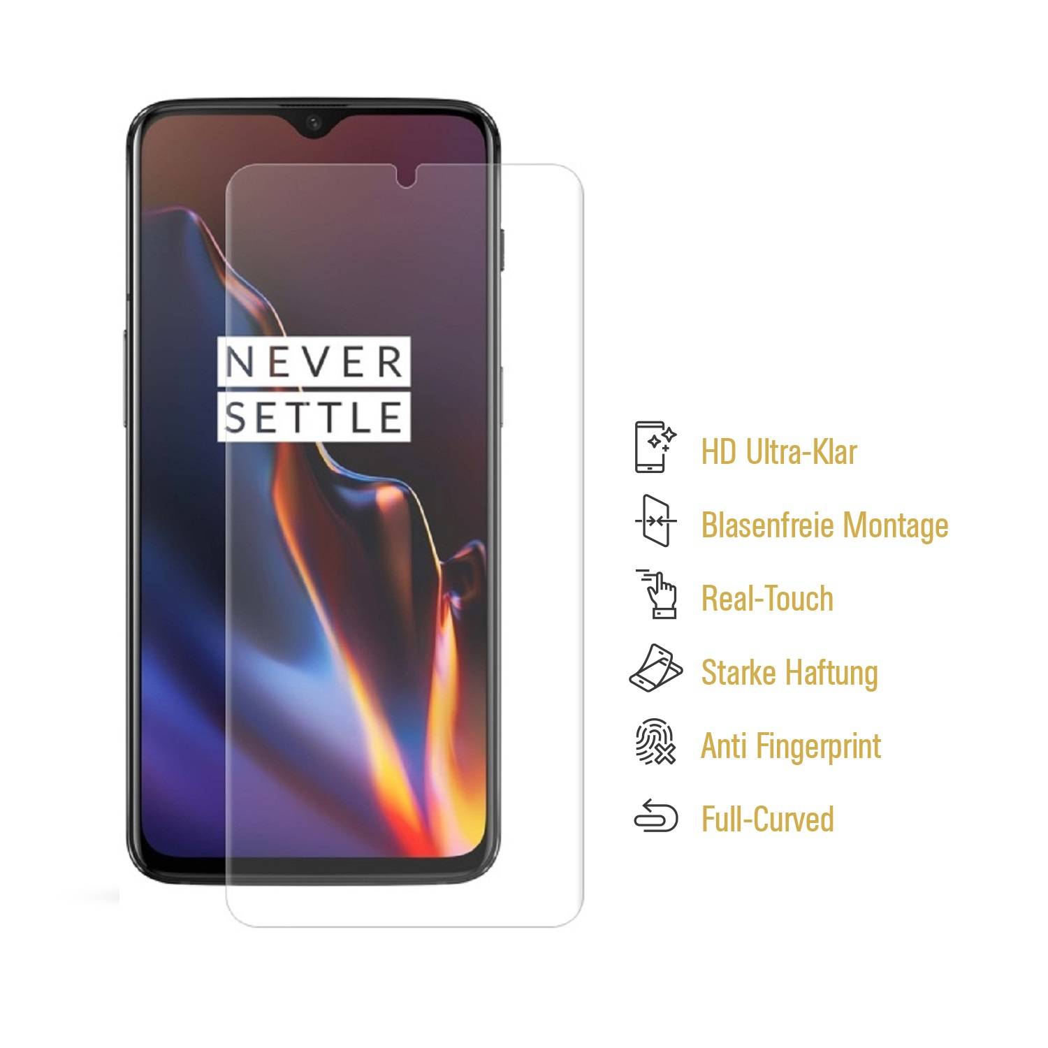 6x Displayfolie für OnePlus 7T FULL COVER Displayschutzfolie HD KLAR