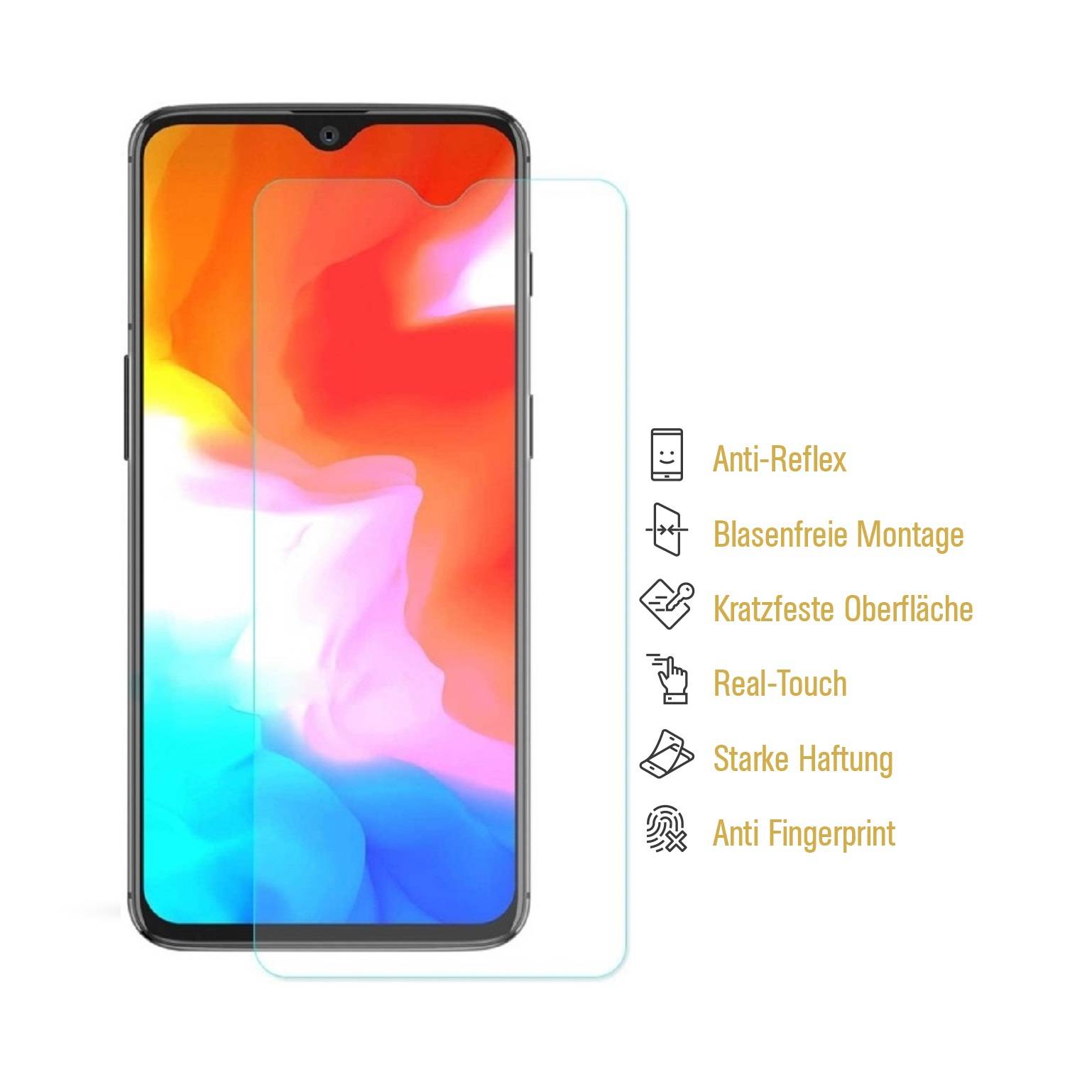 6x Panzerfolie für OnePlus 6T ANTI-SCHOCK Displayschutzfolie Displayfolie MATT