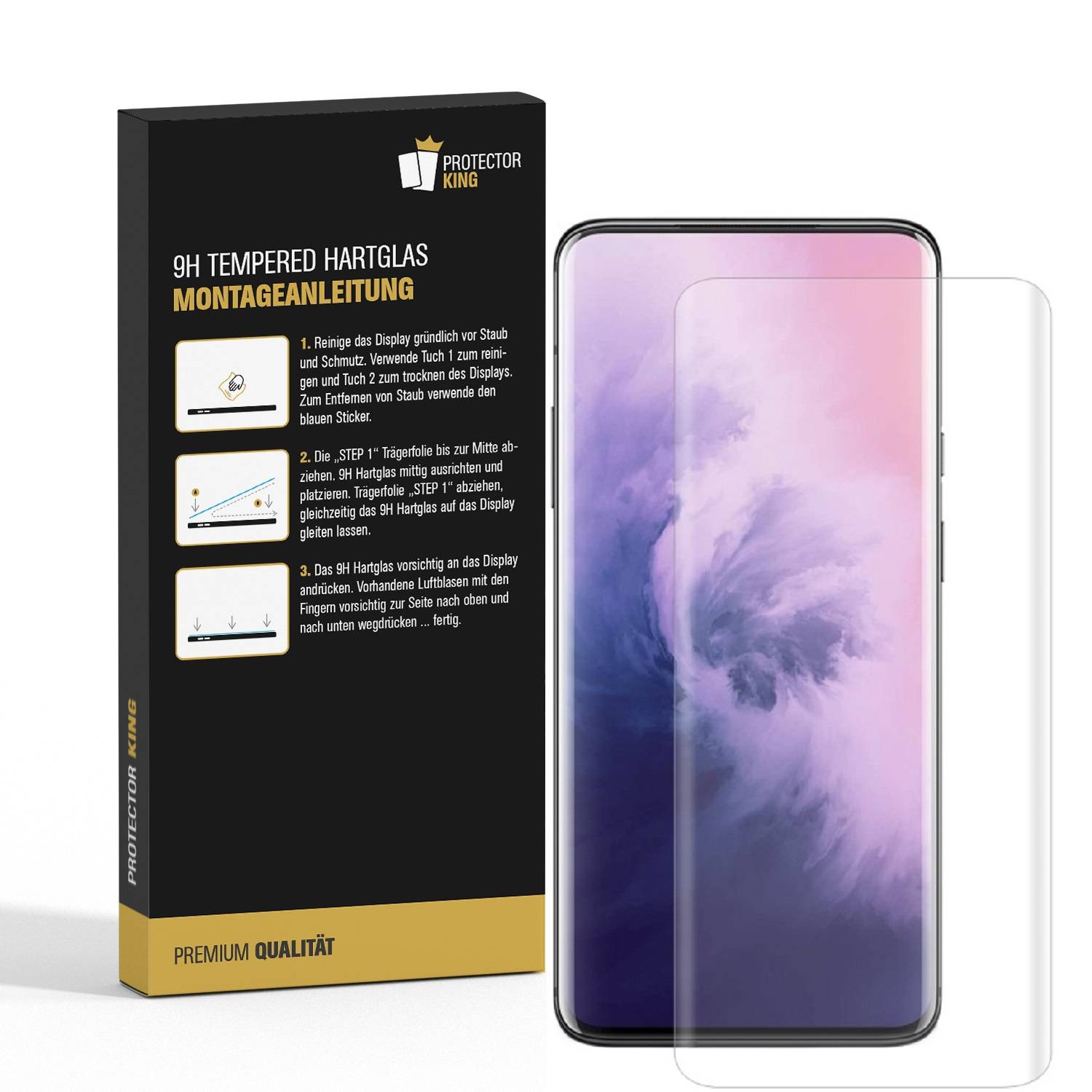 4x 9H Hartglas für OnePlus 7T Pro FULL CURVED Schutzglas Schutzfolie Displayschutz Panzerfolie KLAR Panzerglas Tempered echtes Displayglas Glasfolie
