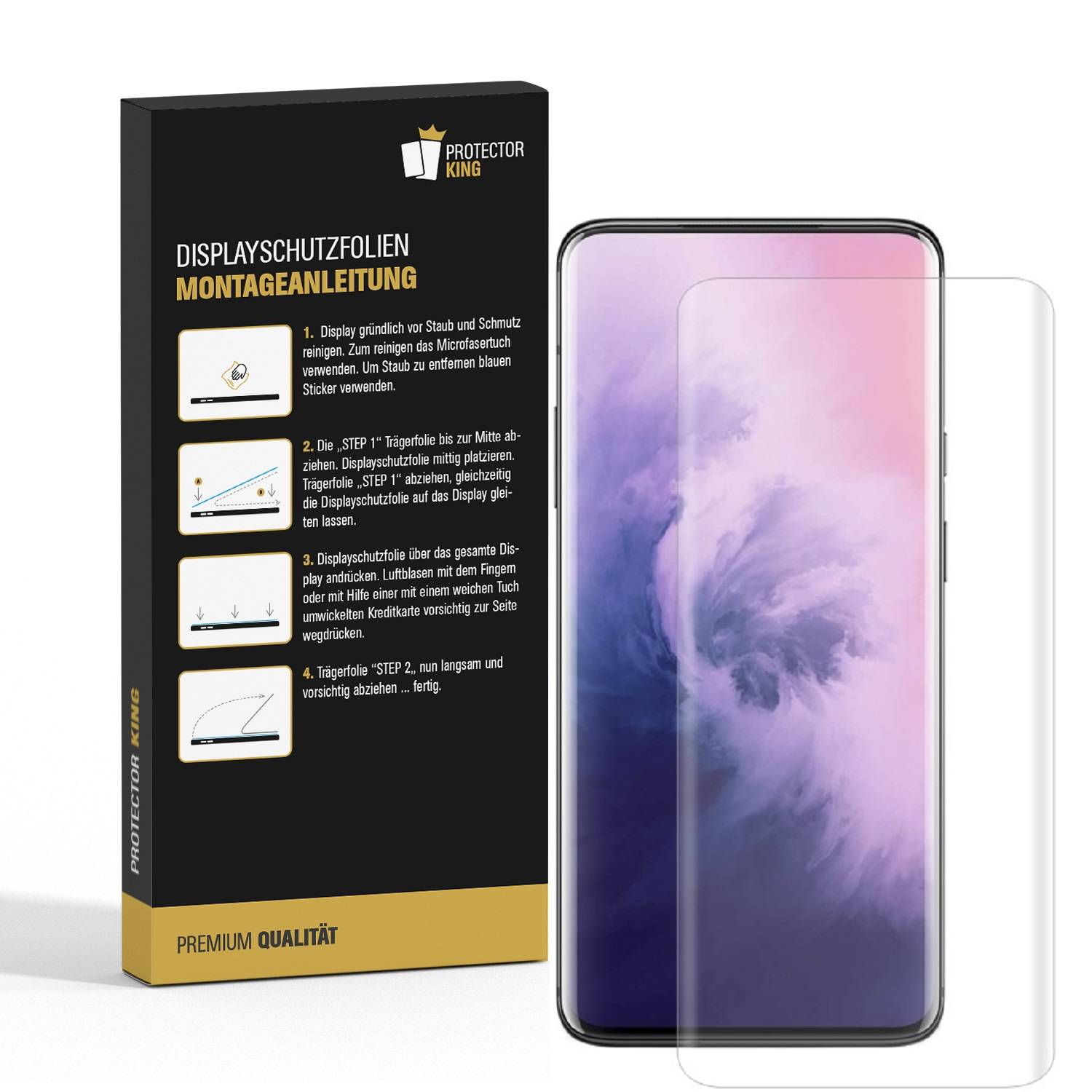 3x Panzerfolie für Oneplus 7T Pro FULL COVER Displayschutzfolie Displayfolie KLAR