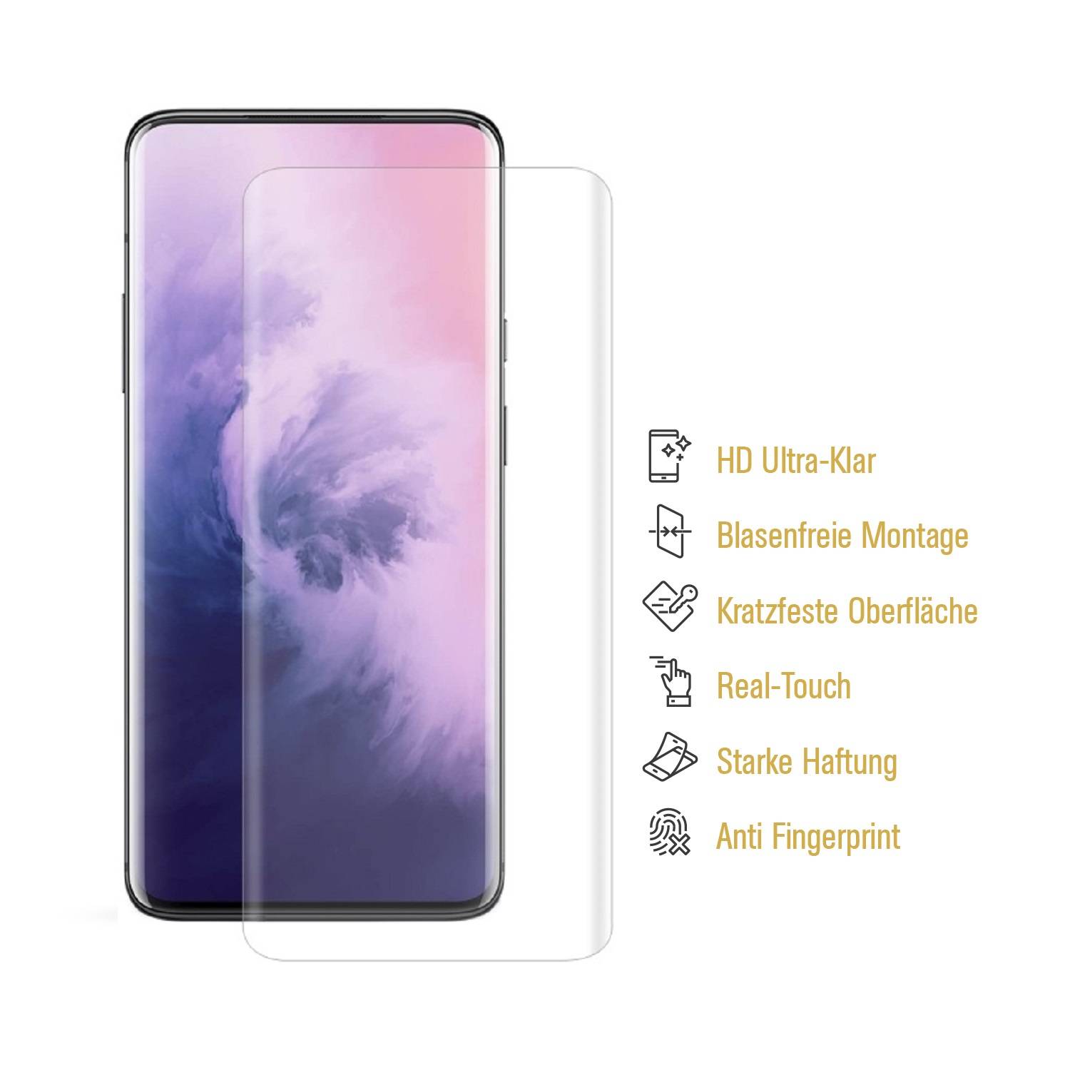 2x Hydrogel-Glass für OnePlus 7 Pro Selbstheilend für Micro Kratzer 3D KLAR Panzerfolie Displayschutz Schutzfolie Screen-Protector