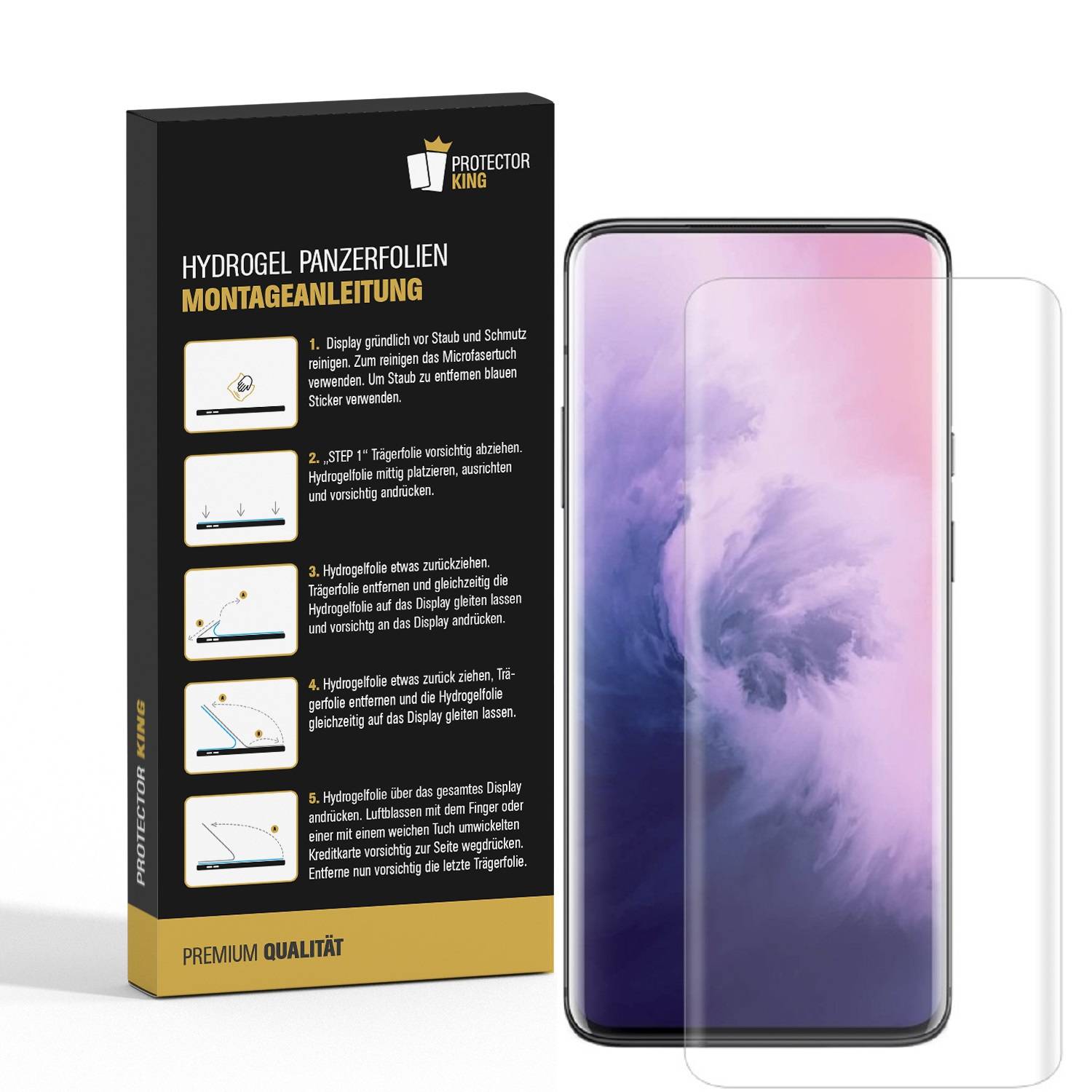 3x Hydrogel-Glass für OnePlus 7 Pro Selbstheilend für Micro Kratzer 3D KLAR Panzerfolie Displayschutz Schutzfolie Screen-Protector