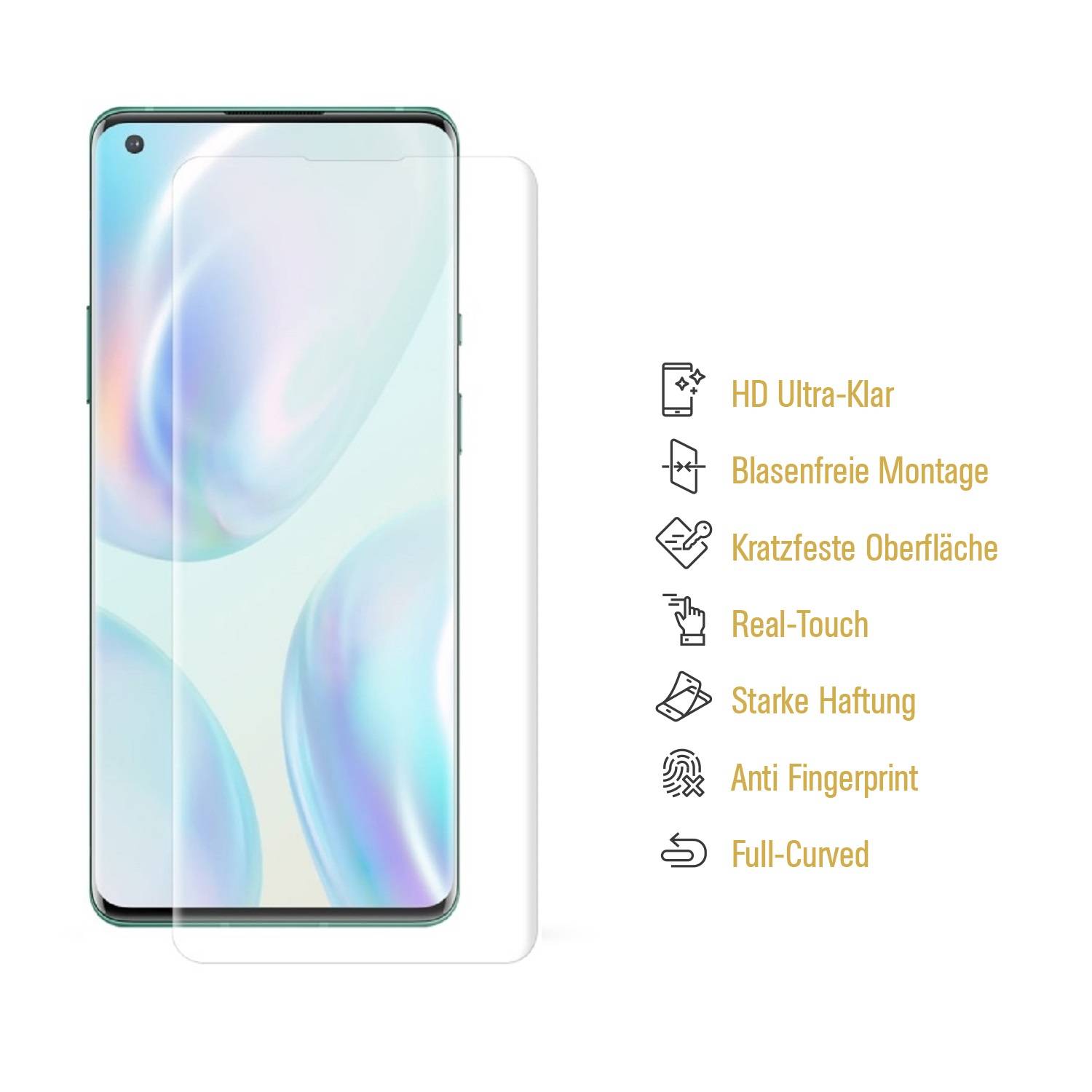 6x Panzerfolie für OnePlus 8 FULL COVER PET Displayschutz Displayfolie HD KLAR