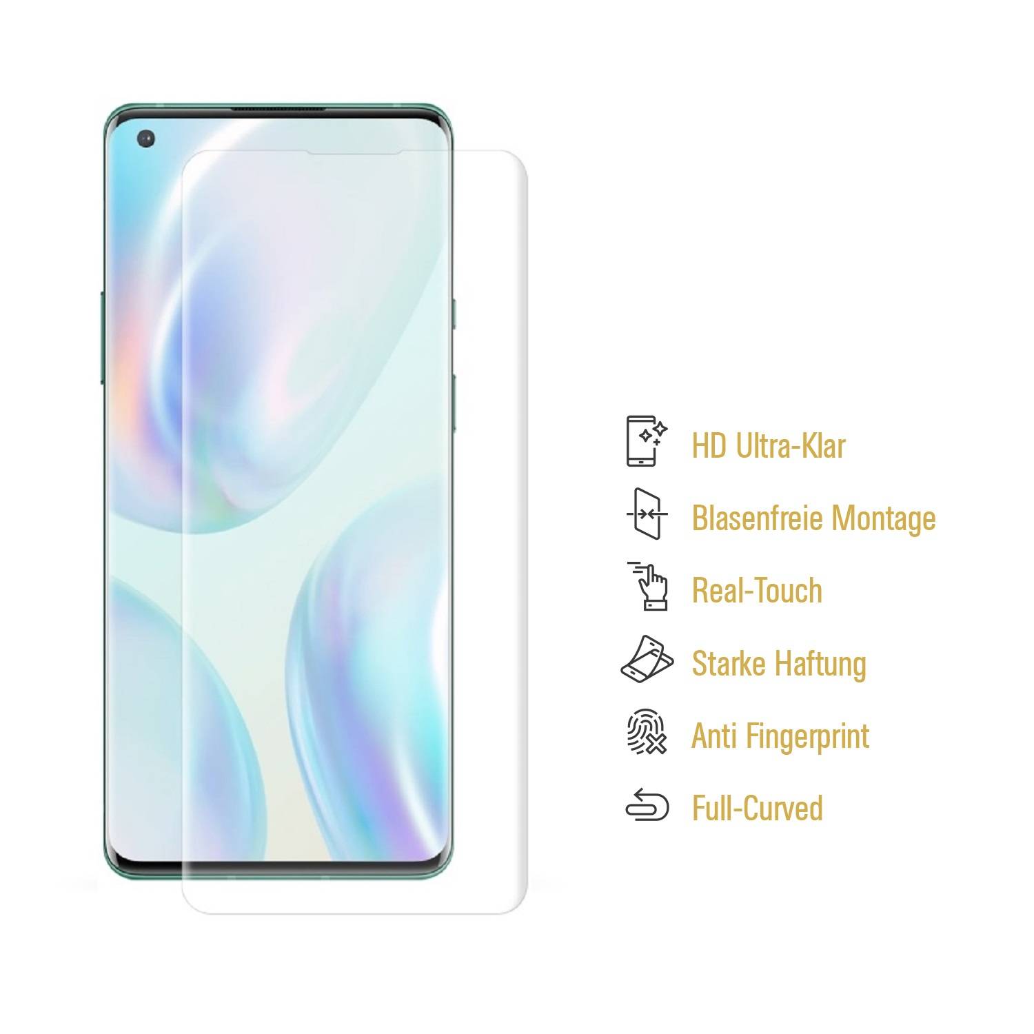 3x Displayfolie für OnePlus 8 FULL COVER Displayschutz Displayfolie HD KLAR