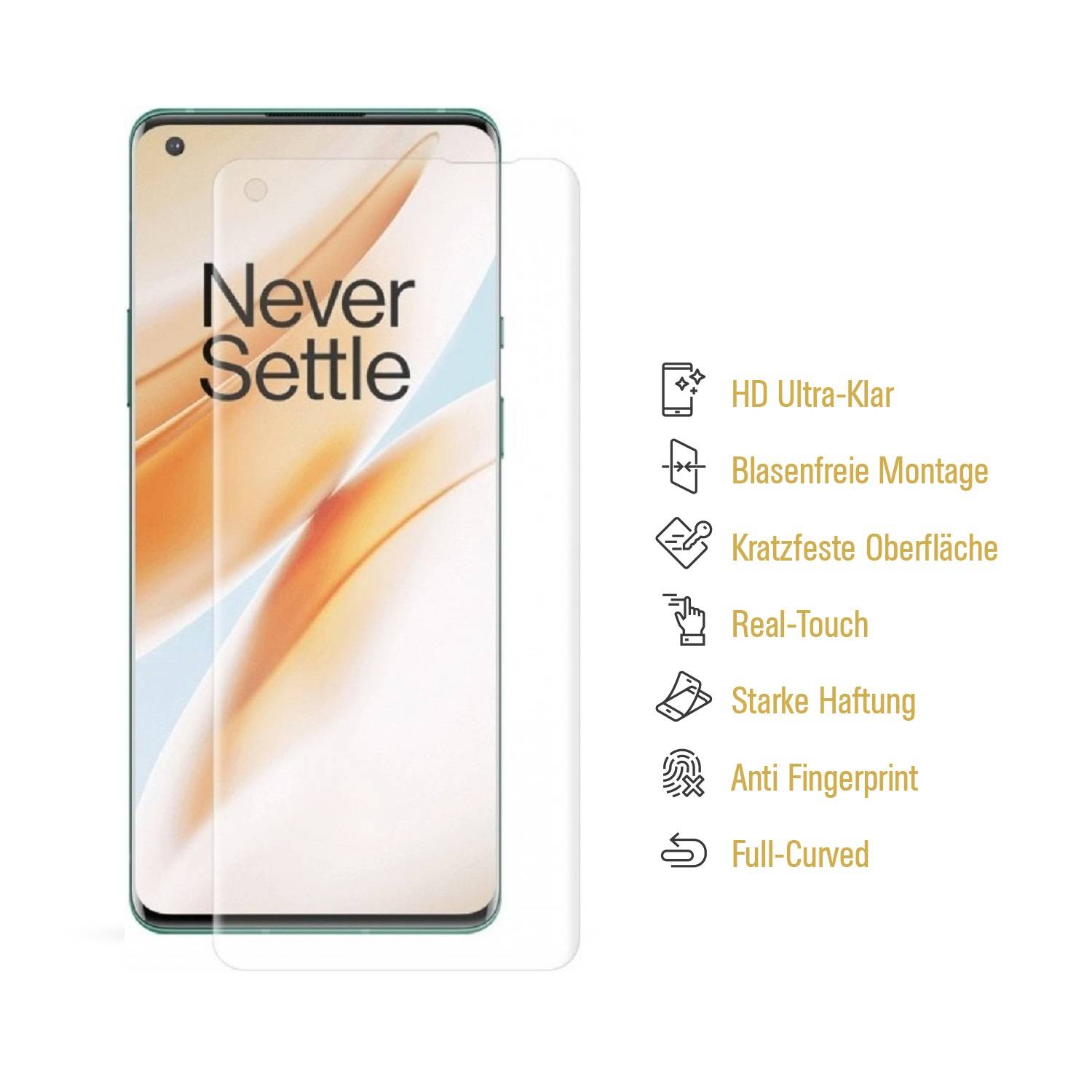 4x Panzerfolie für OnePlus 8 Pro FULL COVER PET Displayschutz Displayfolie KLAR