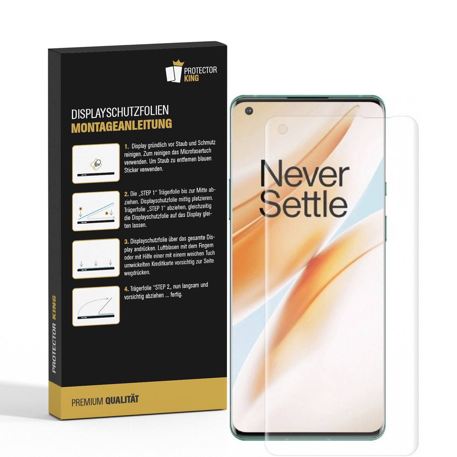 2x Displayfolie für OnePlus 8 Pro FULL COVER Displayschutz Schutzfolie HD KLAR