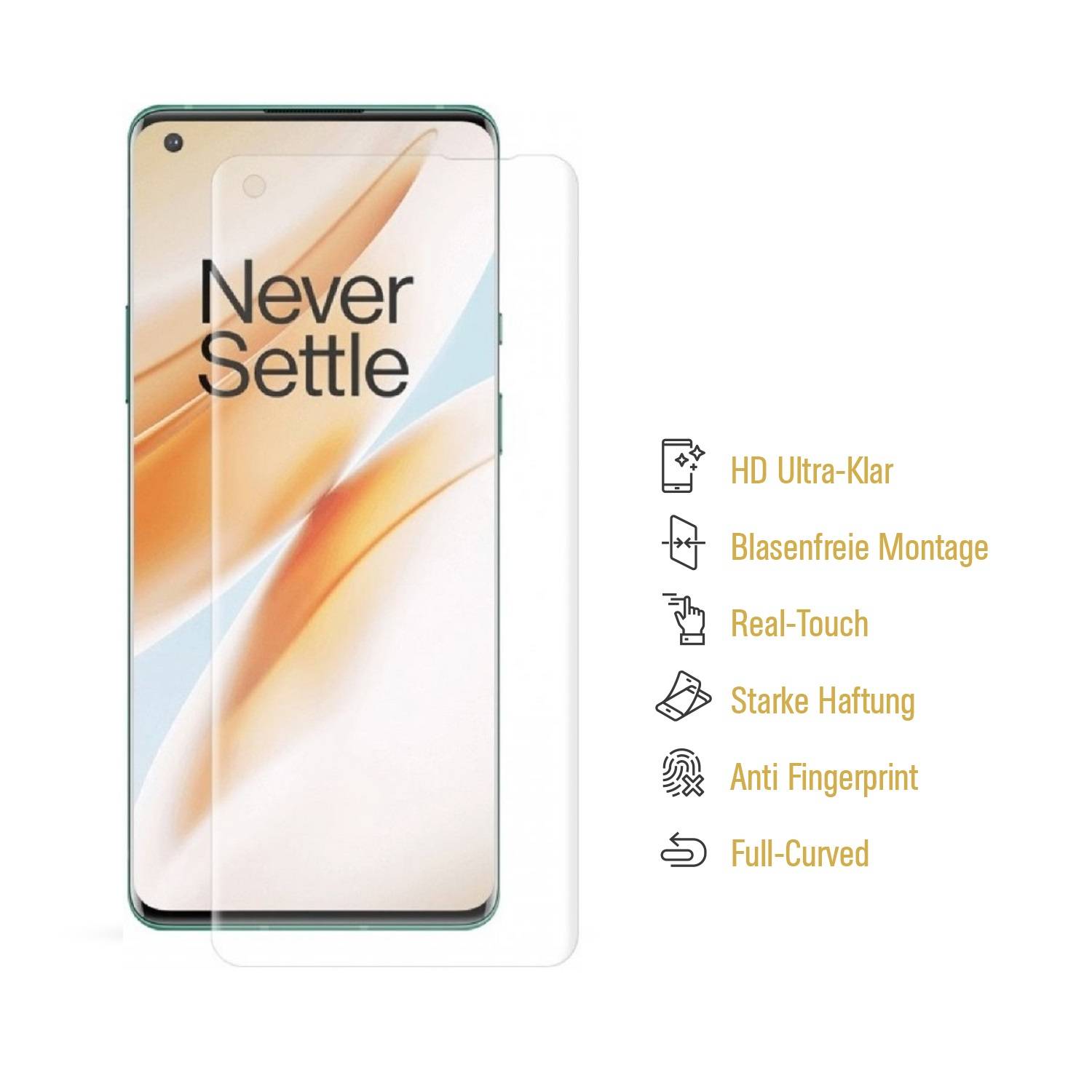 6x Displayfolie für OnePlus 8 Pro FULL COVER Displayschutz Schutzfolie HD KLAR
