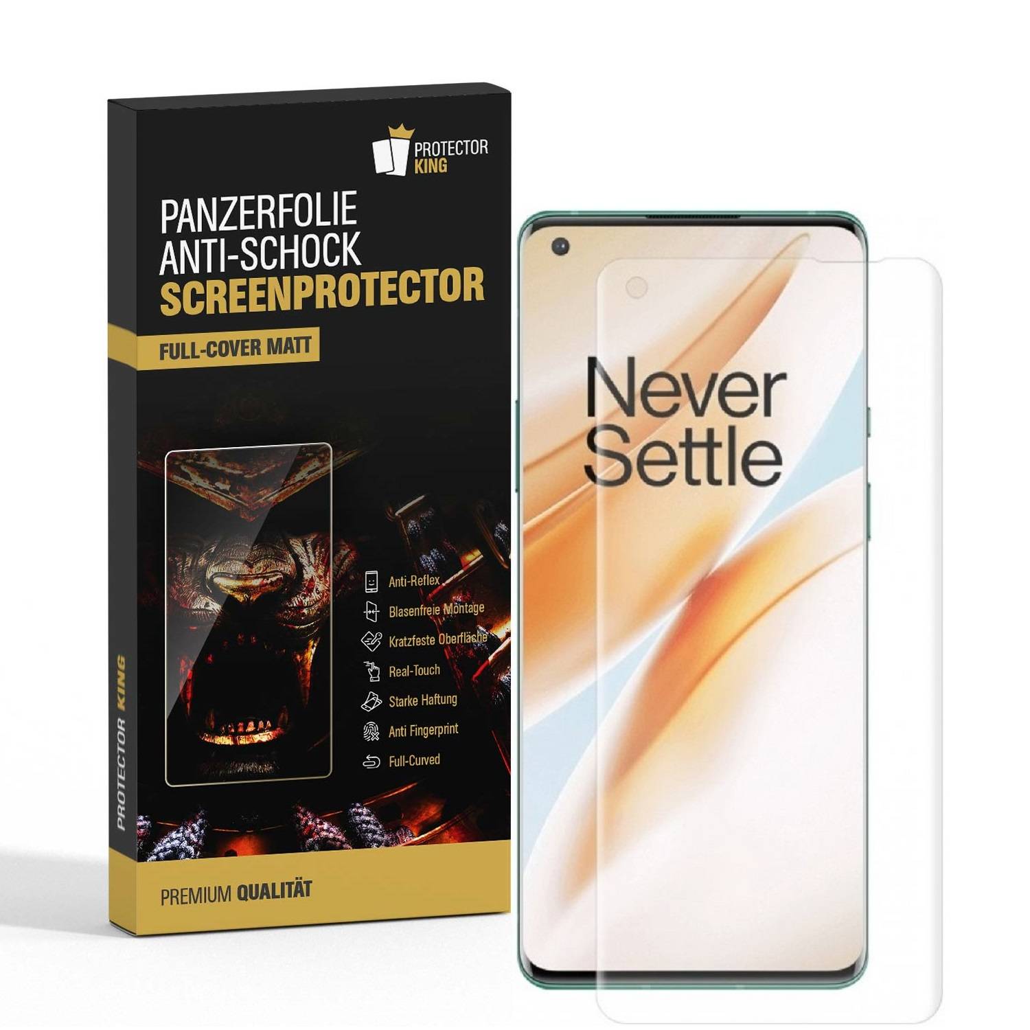 3x Panzerfolie für OnePlus 8 Pro FULL COVER Displayschutz Displayfolie MATT