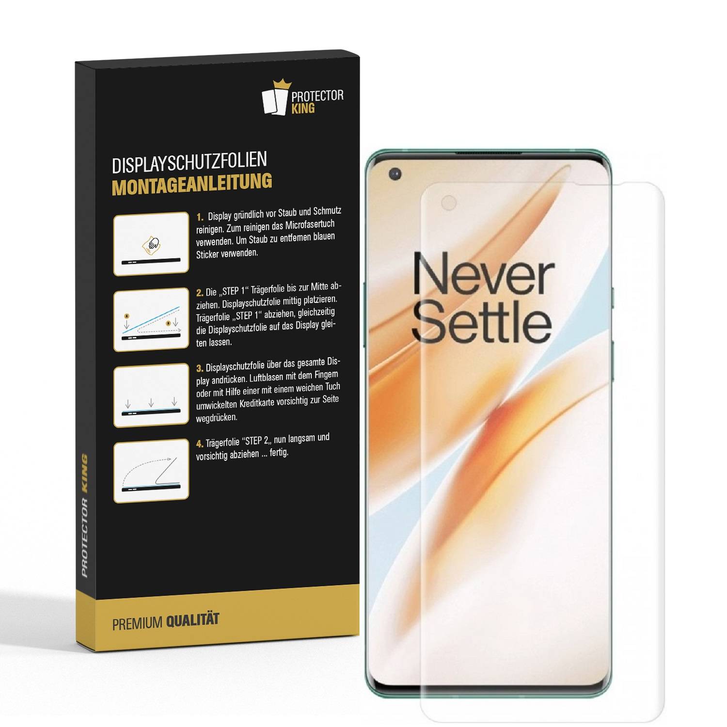 1x Panzerfolie für OnePlus 8 Pro FULL COVER Displayschutz Displayfolie MATT