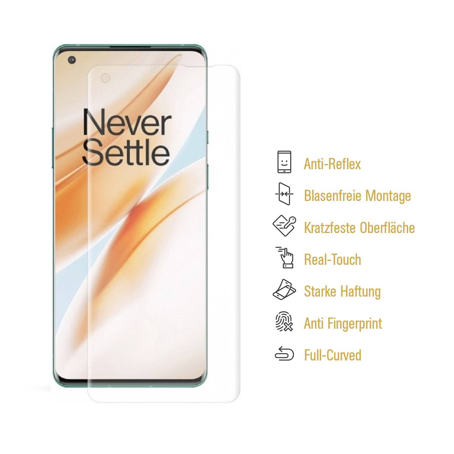 3x Panzerfolie für OnePlus 8 Pro FULL COVER Displayschutz Displayfolie MATT