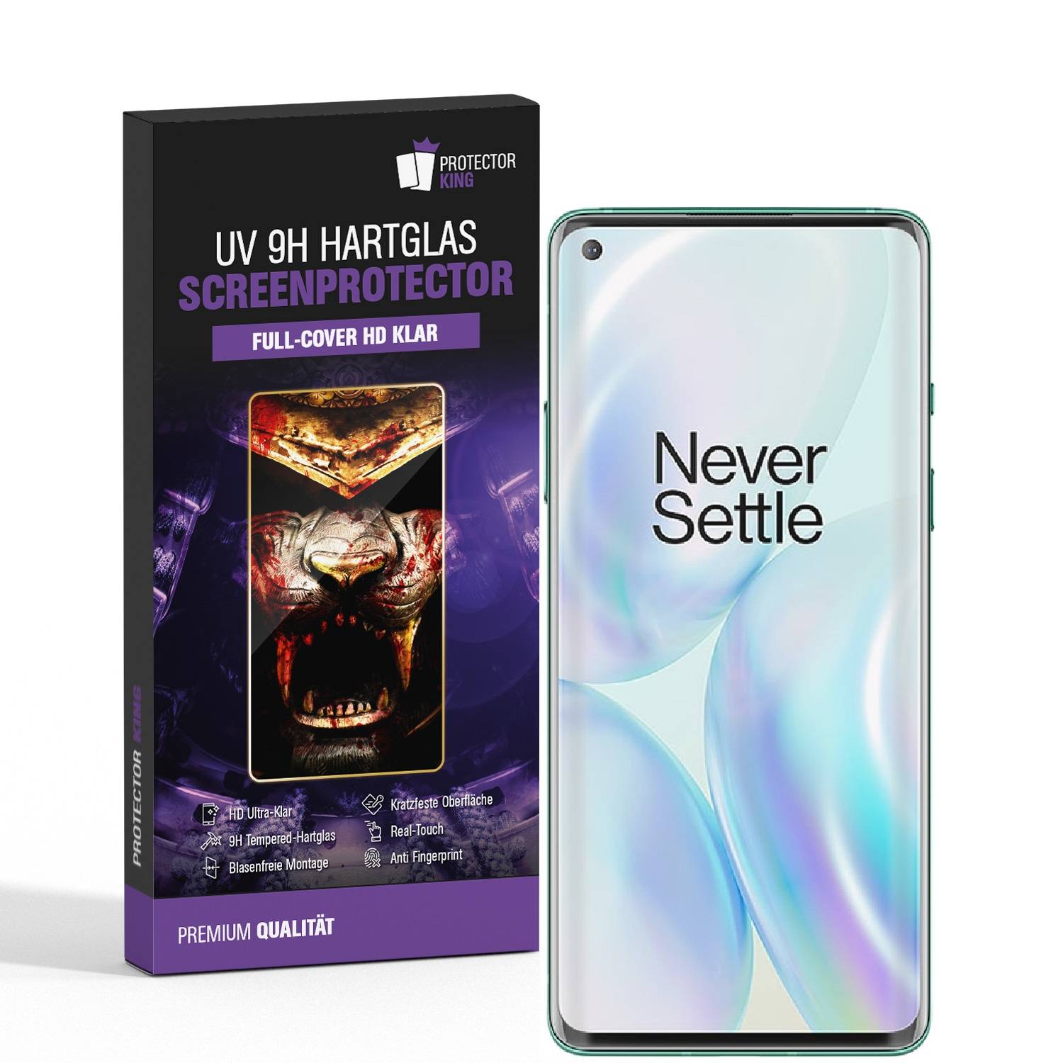 2x UV-Liquid 9H Panzerglas für OnePlus 8 Pro 3D KLAR echtes Tempered Panzerhartglas Schutzglas Displayschutz Panzerfolie Schutzfolie Screen