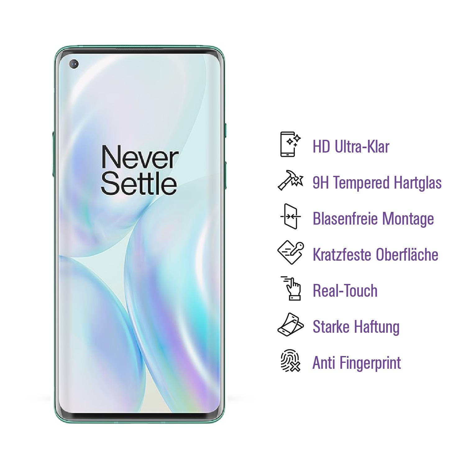 5x UV-Liquid 9H Panzerglas für OnePlus 8 3D KLAR echtes Tempered Panzerhartglas Schutzglas Displayschutz Panzerfolie Schutzfolie Screen Protector