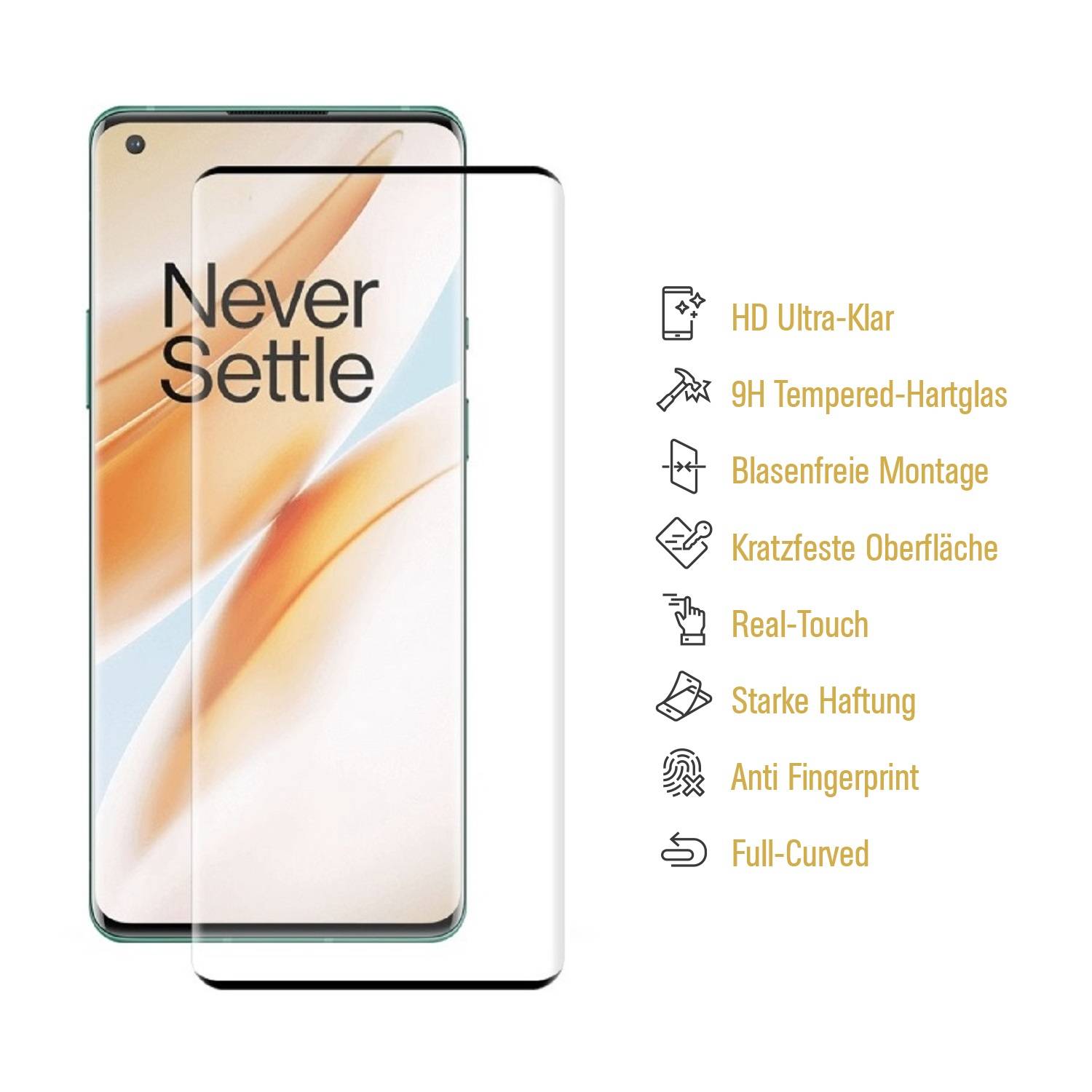 4x 9H Hartglas für OnePlus 8 Pro FULL CURVED Schutzglas Displayschutz Schutzfolie SW Panzerglas Displayglas Tempered Glasfolie Sicherheitsglas