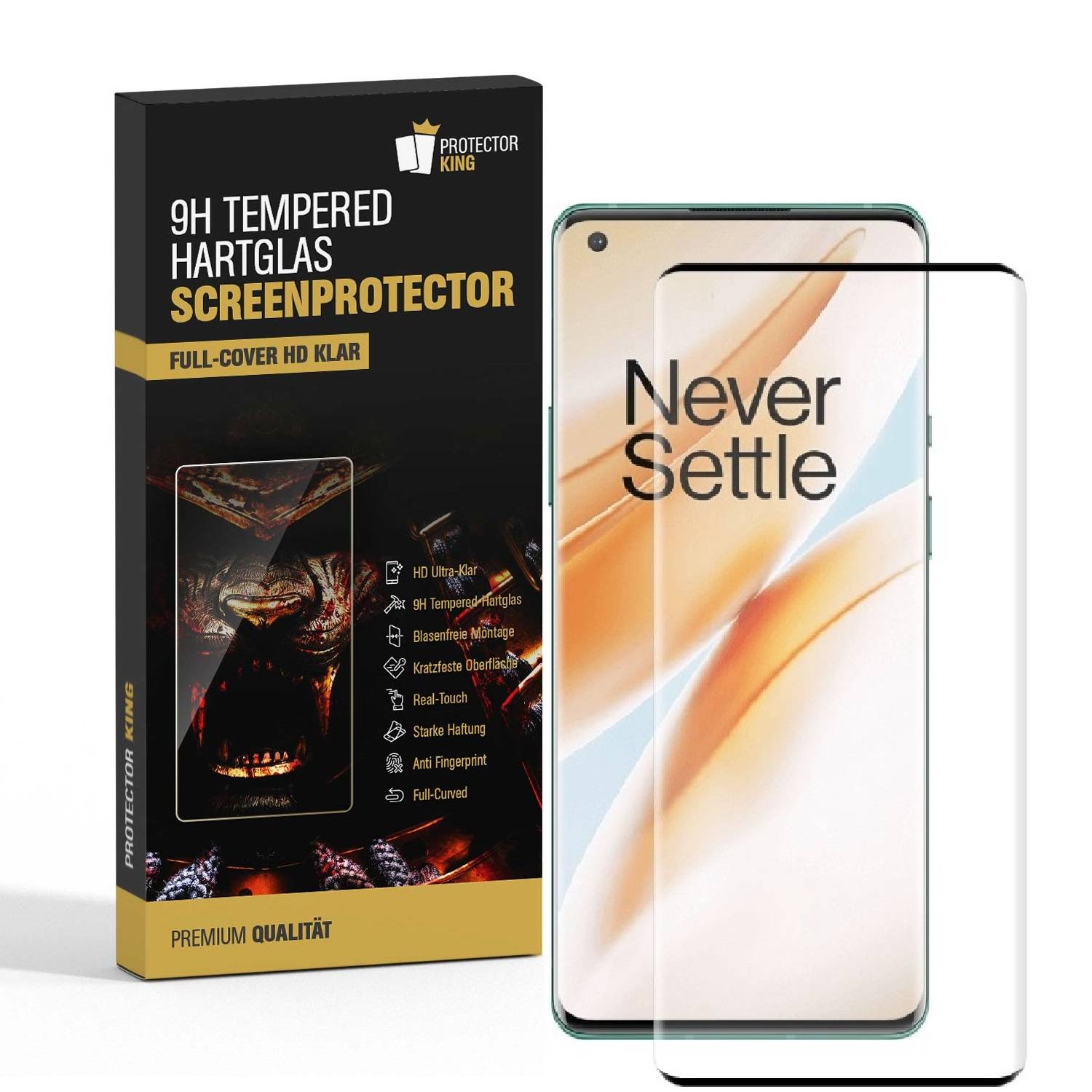 2x 9H Hartglas für OnePlus 8 FULL CURVED Schutzglas Schutzfolie HD KLAR Displayschutz Panzerfolie Panzerglas Displayglas Tempered Glasfolie
