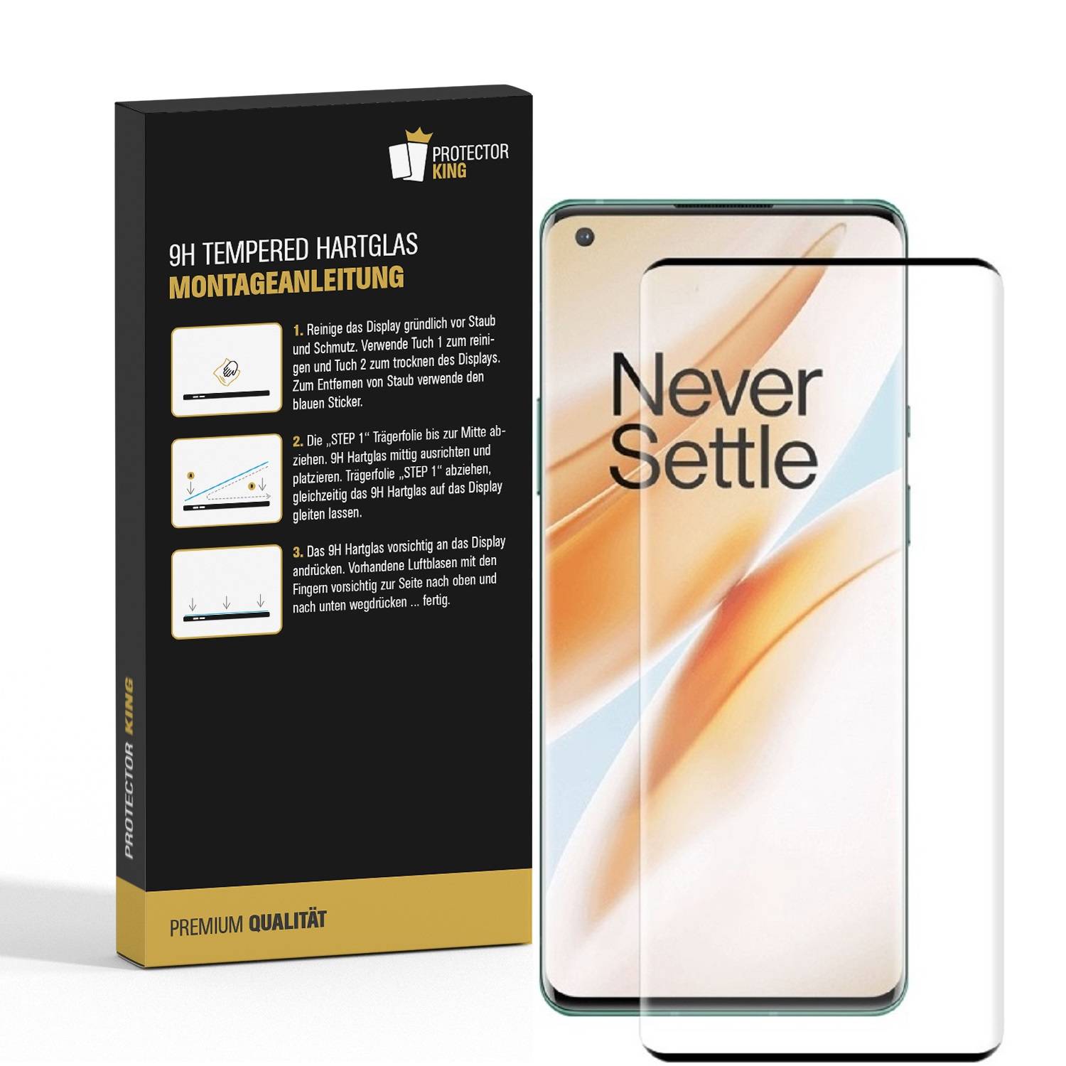 6x 9H Hartglas für OnePlus 8 FULL CURVED Schutzglas Schutzfolie HD KLAR Displayschutz Panzerfolie Panzerglas Displayglas Tempered Glasfolie