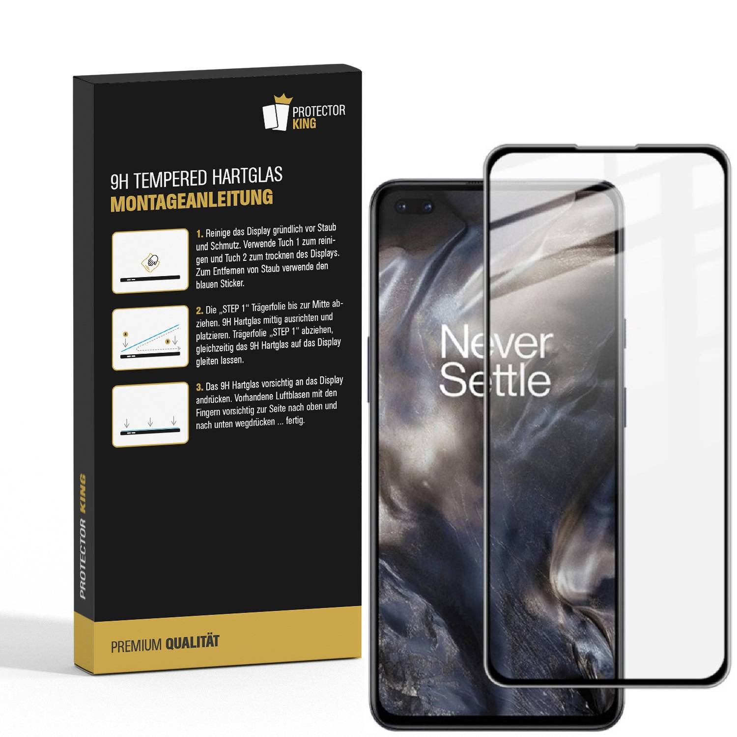 1x 9H Hartglas für OnePlus Nord FULL COVER Panzerfolie Displayschutz Schwarz Panzerglas Schutzglas Schutzfolie